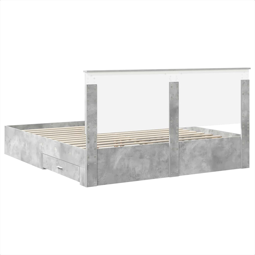 vidaXL Ramka łóżka Betonowy szary 200 x 200 cm Materiał drewnopochodny