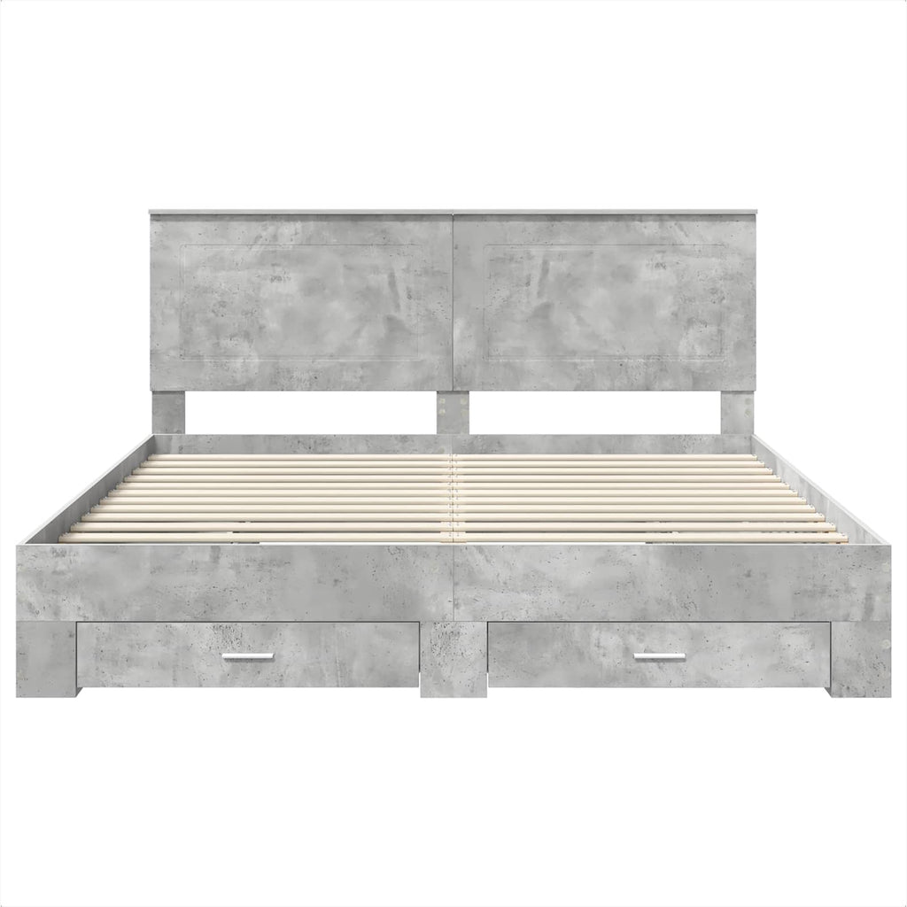 vidaXL Ramka łóżka Betonowy szary 200 x 200 cm Materiał drewnopochodny
