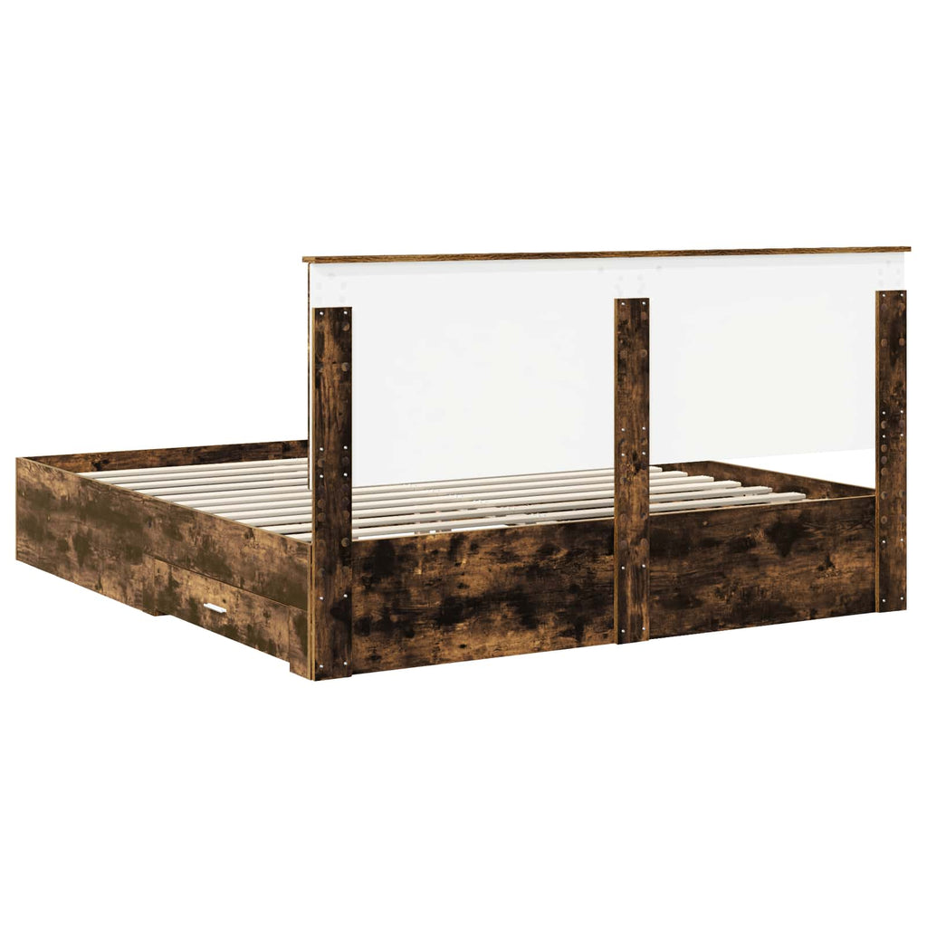 vidaXL Ramka łóżka Dąb wędzony 200 x 200 cm Materiał drewnopochodny