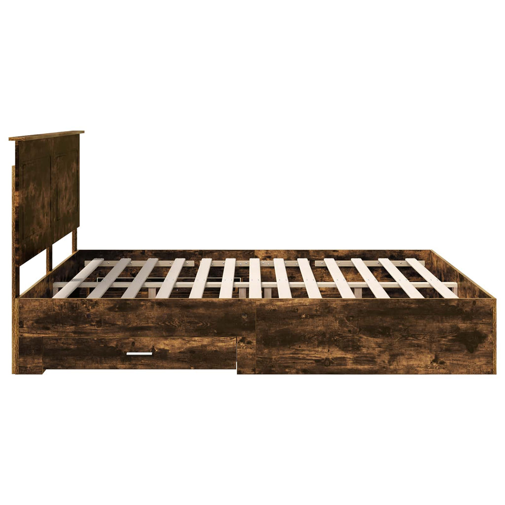 vidaXL Ramka łóżka Dąb wędzony 200 x 200 cm Materiał drewnopochodny