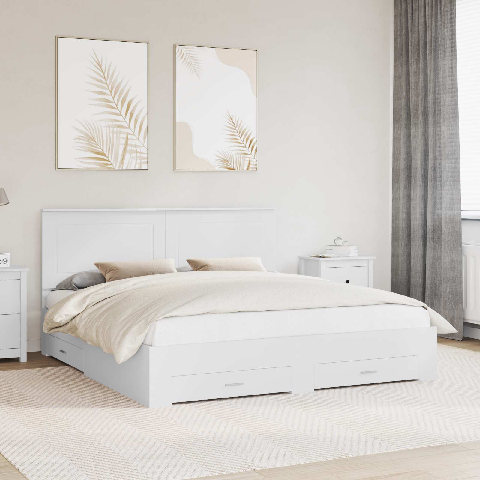 vidaXL Ramka łóżka Biały 180 x 200 cm Materiał drewnopochodny
