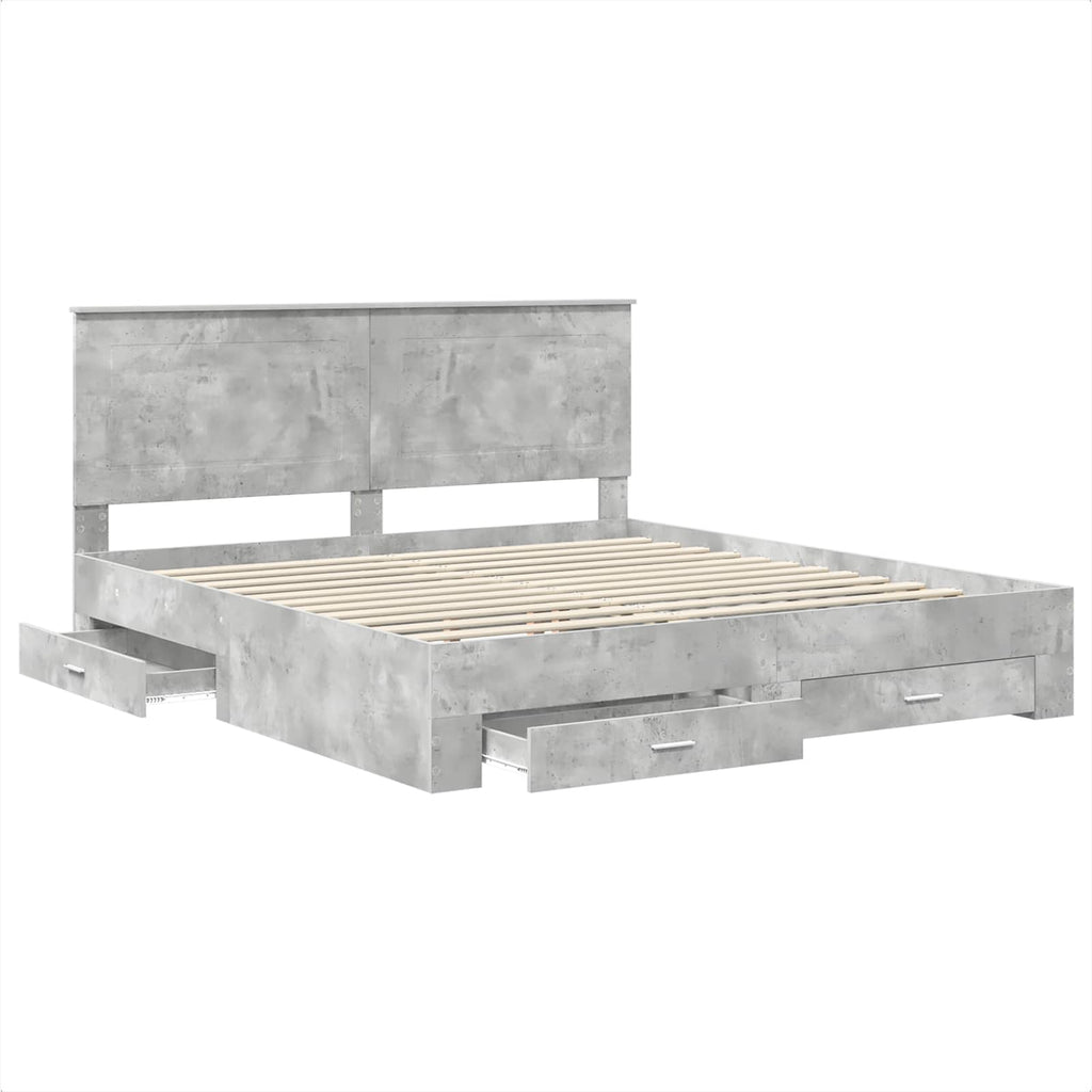 vidaXL Ramka łóżka Betonowy szary 180 x 200 cm Materiał drewnopochodny