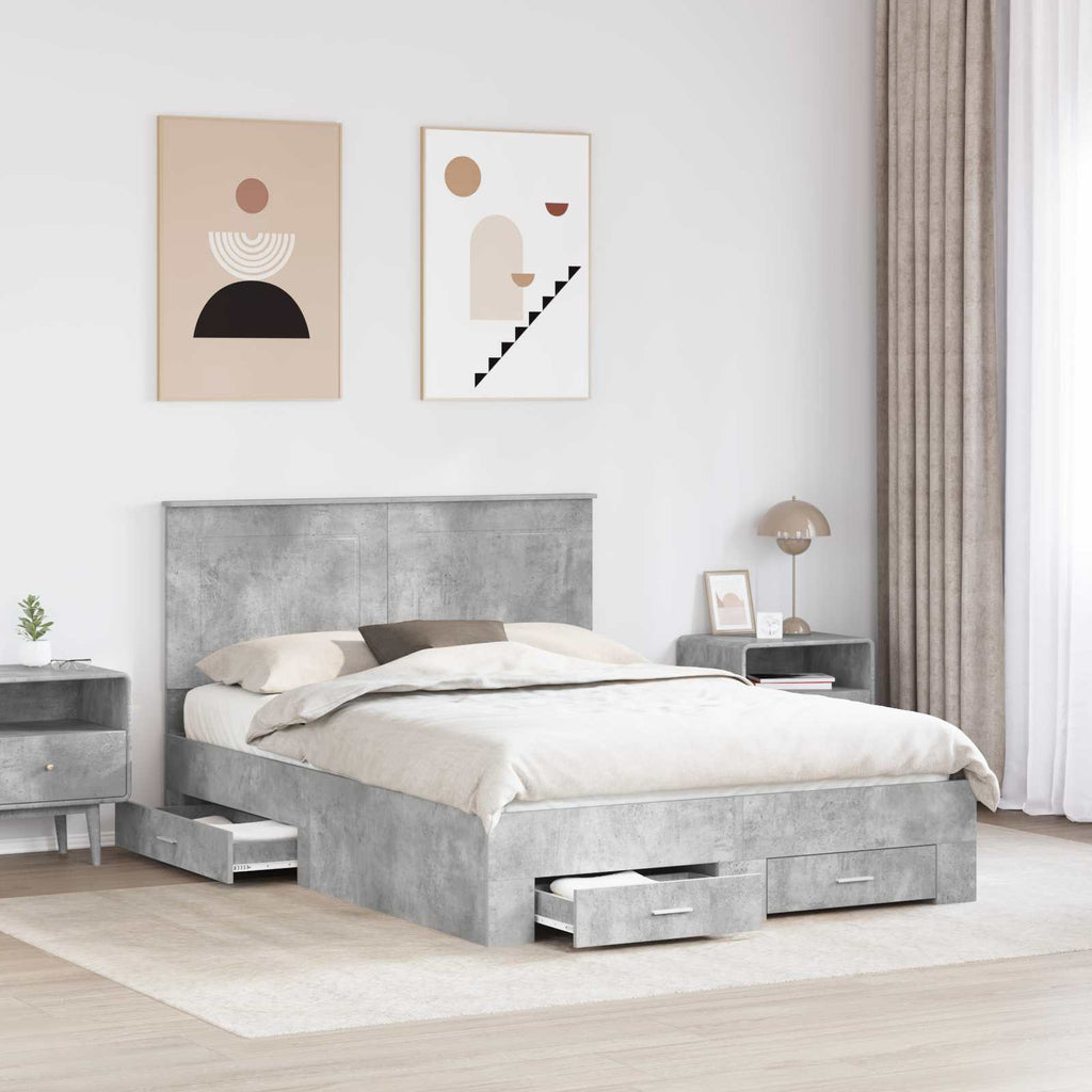 vidaXL Ramka łóżka Betonowy szary 160 x 200 cm Materiał drewnopochodny