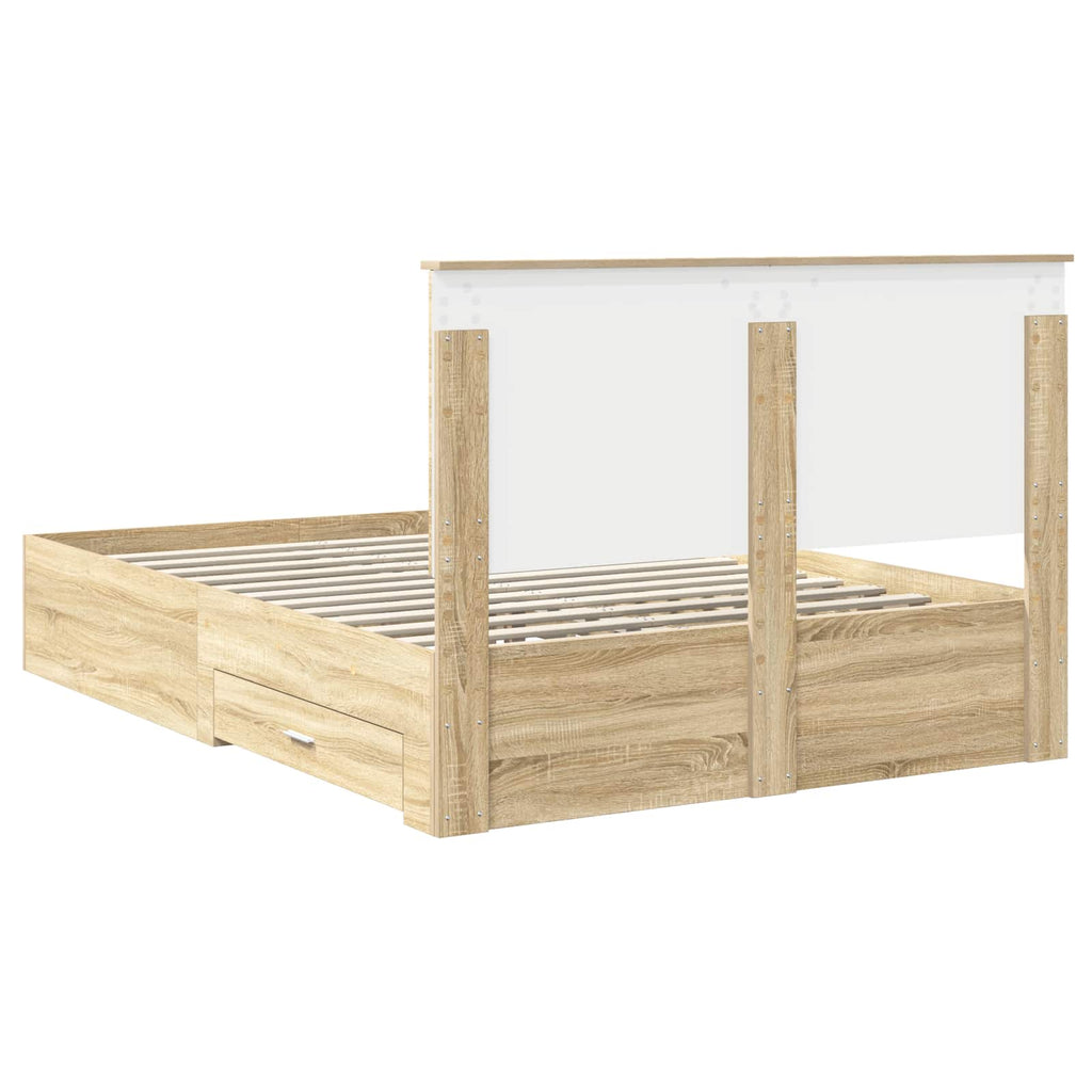 vidaXL Ramka łóżka Dąb Sonoma 150 x 200 cm Materiał drewnopochodny