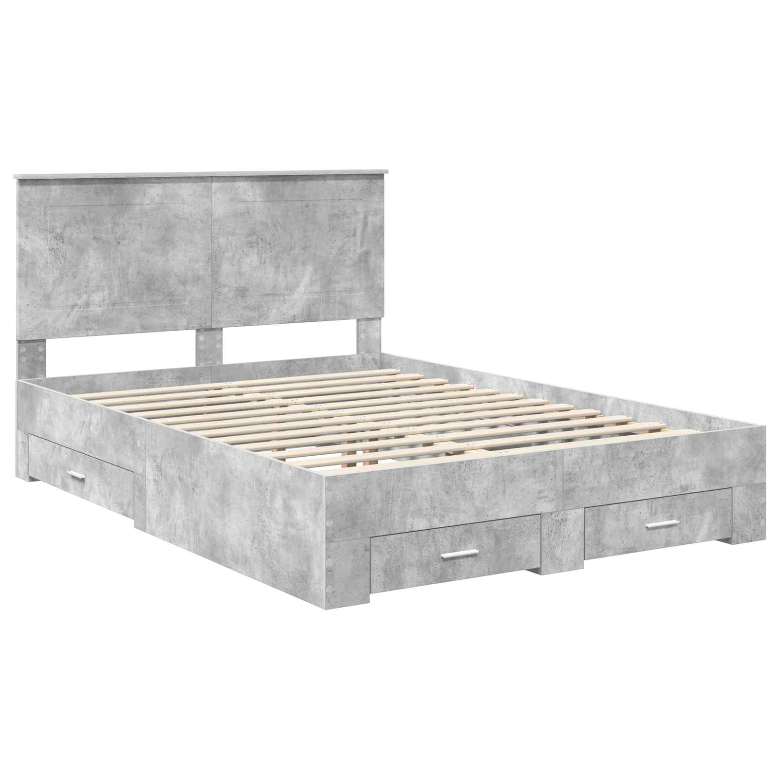 vidaXL Ramka łóżka Betonowy szary 150 x 200 cm Materiał drewnopochodny