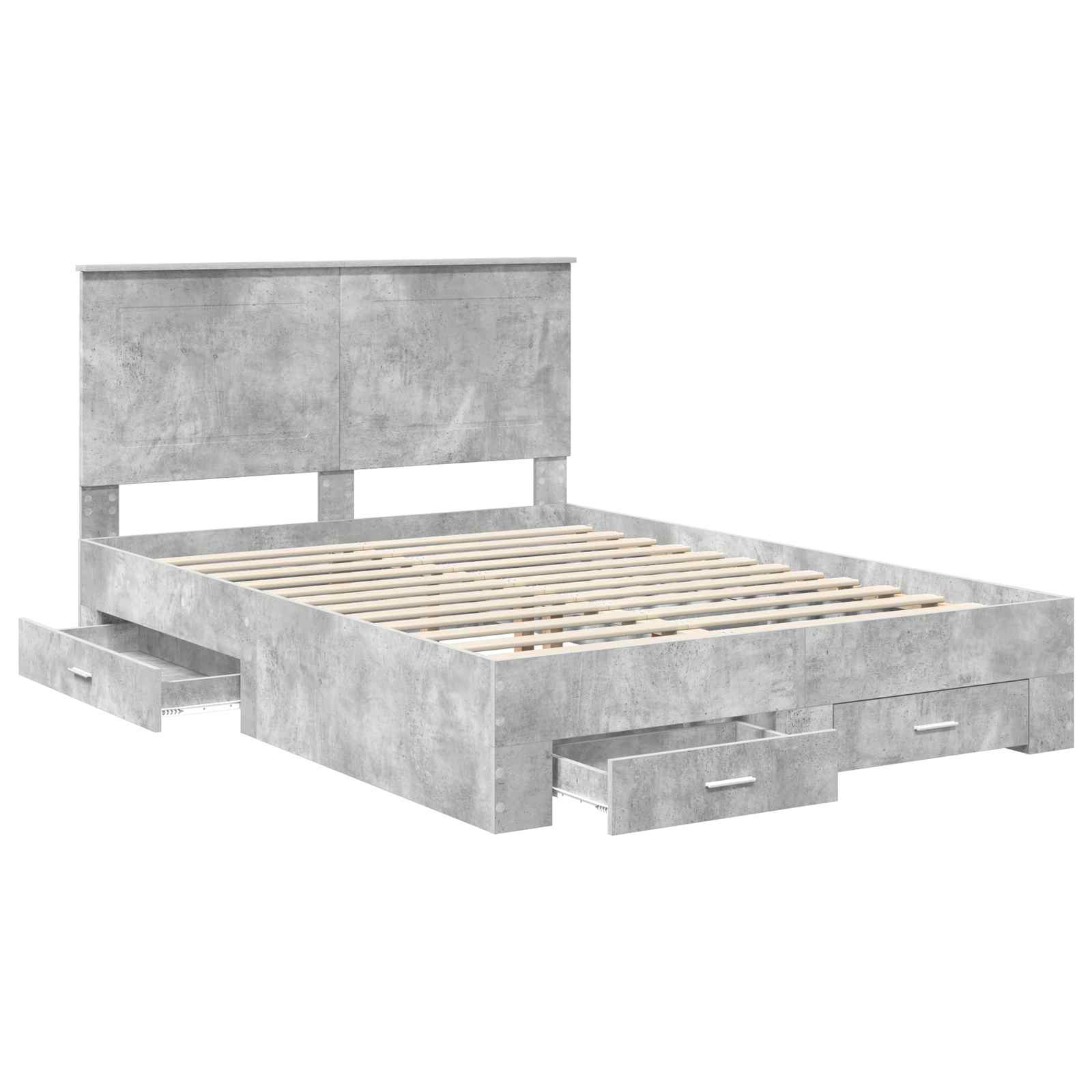 vidaXL Ramka łóżka Betonowy szary 150 x 200 cm Materiał drewnopochodny