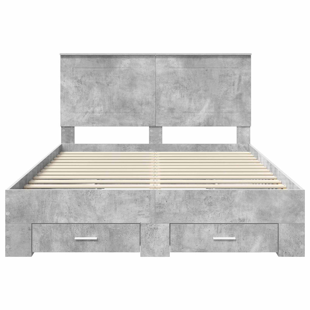 vidaXL Ramka łóżka Betonowy szary 150 x 200 cm Materiał drewnopochodny