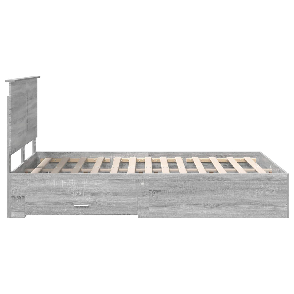 vidaXL Ramka łóżka Szary Sonoma 150 x 200 cm Materiał drewnopochodny