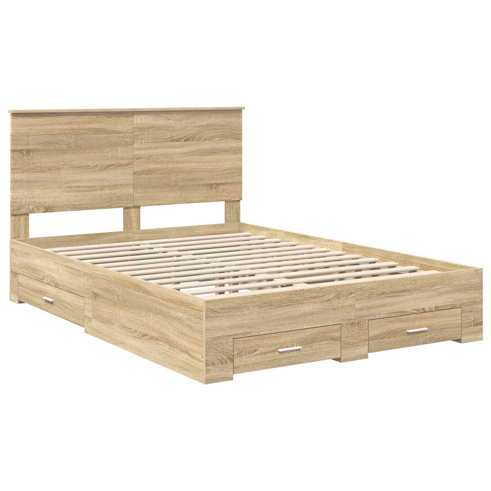 vidaXL Ramka łóżka Dąb Sonoma 140 x 190 cm Materiał drewnopochodny
