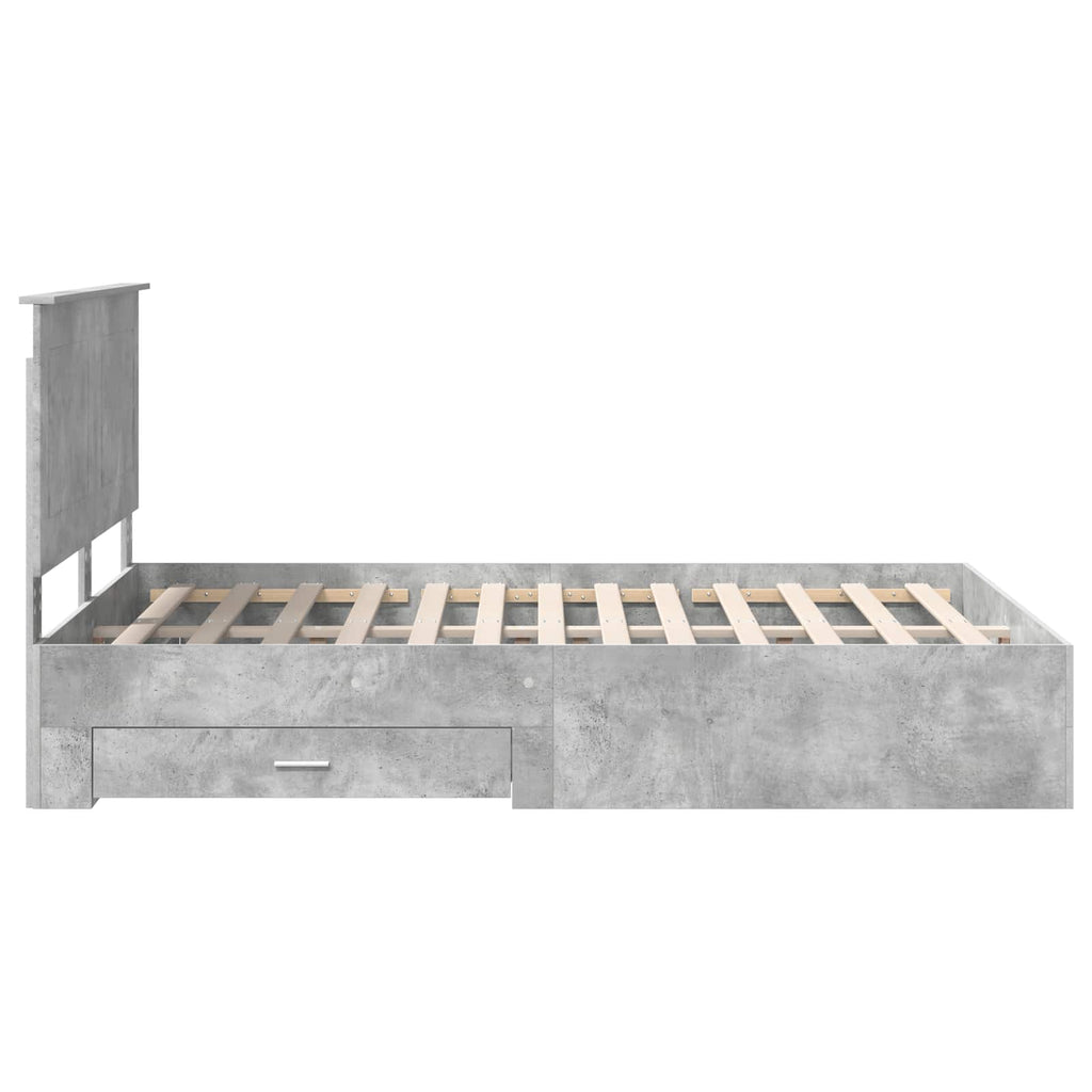 vidaXL Ramka łóżka Betonowy szary 140 x 190 cm Materiał drewnopochodny