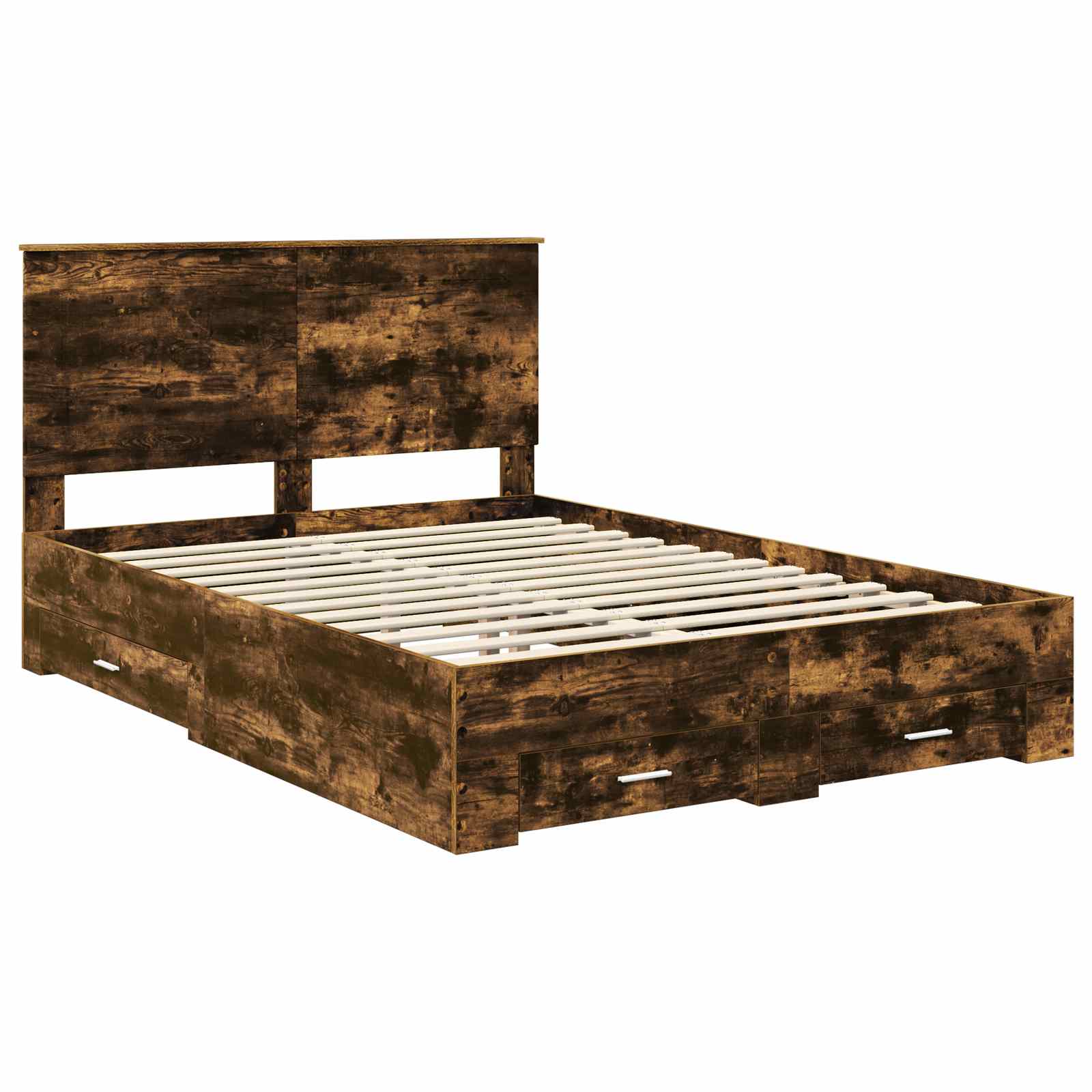 vidaXL Ramka łóżka Dąb wędzony 140 x 190 cm Materiał drewnopochodny