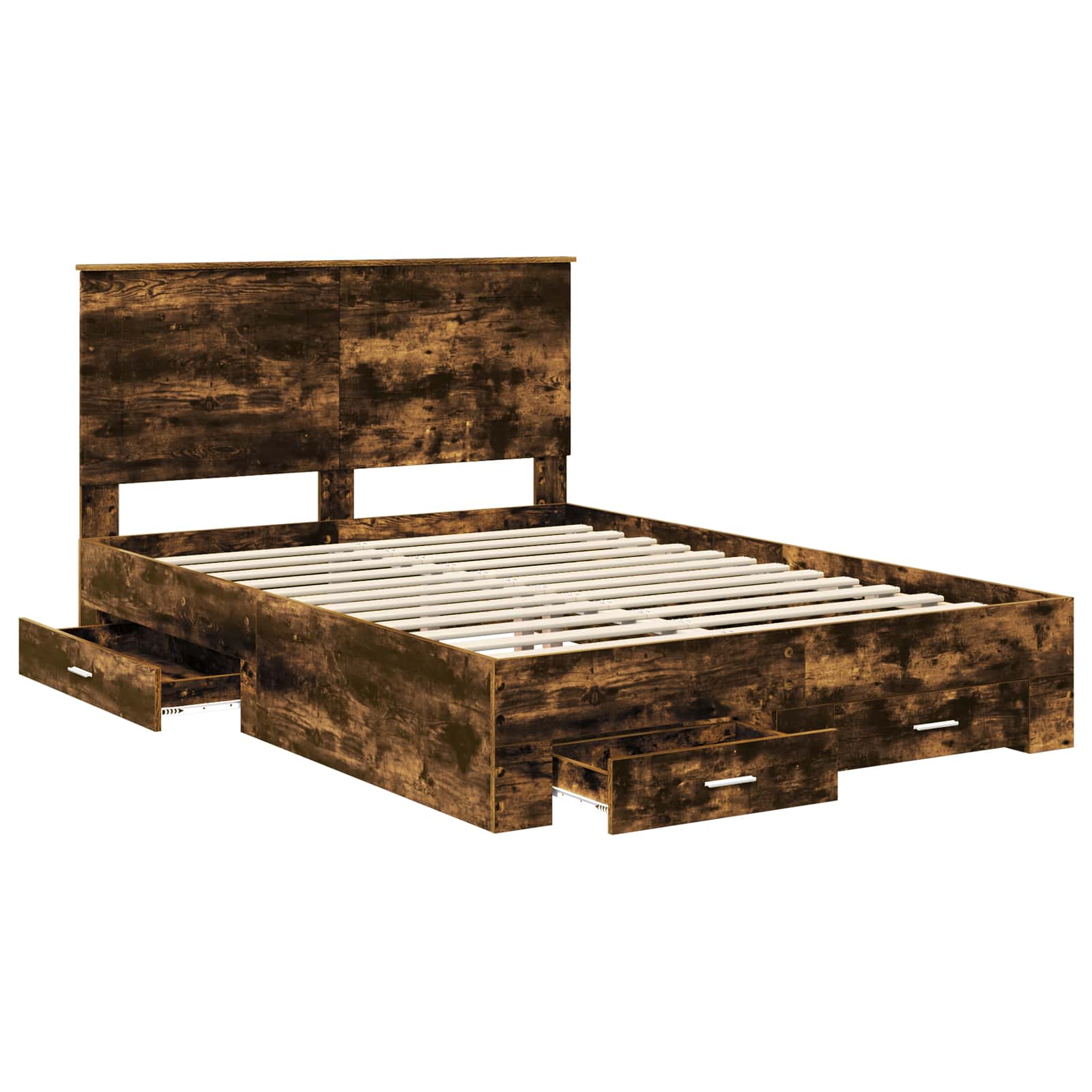 vidaXL Ramka łóżka Dąb wędzony 140 x 190 cm Materiał drewnopochodny
