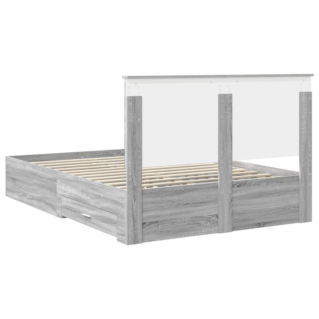vidaXL Ramka łóżka Szary Sonoma 140 x 190 cm Materiał drewnopochodny