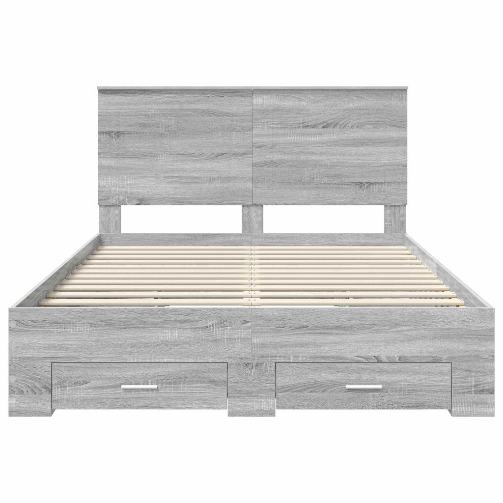 vidaXL Ramka łóżka Szary Sonoma 140 x 190 cm Materiał drewnopochodny