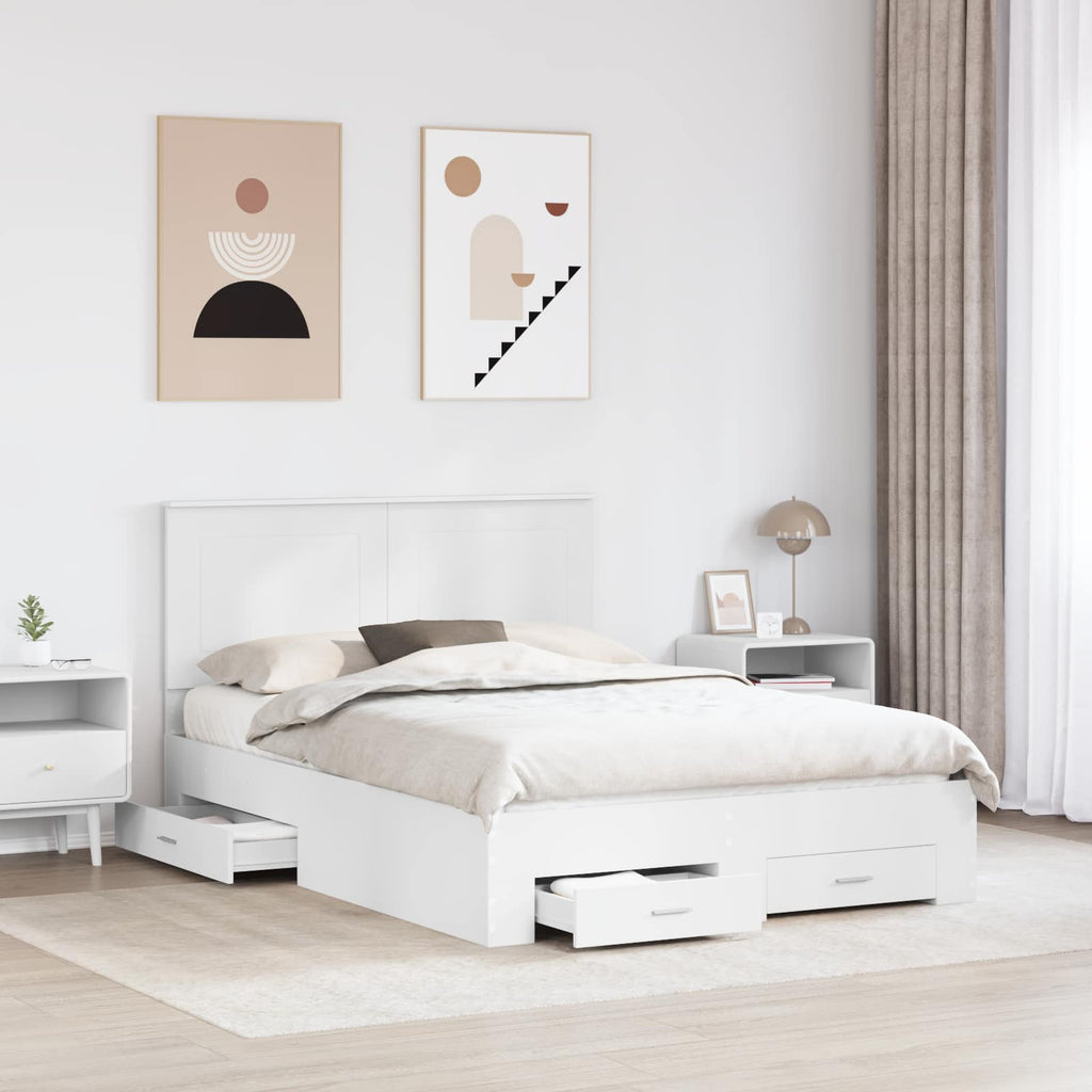 vidaXL Ramka łóżka Biały 140 x 200 cm Materiał drewnopochodny