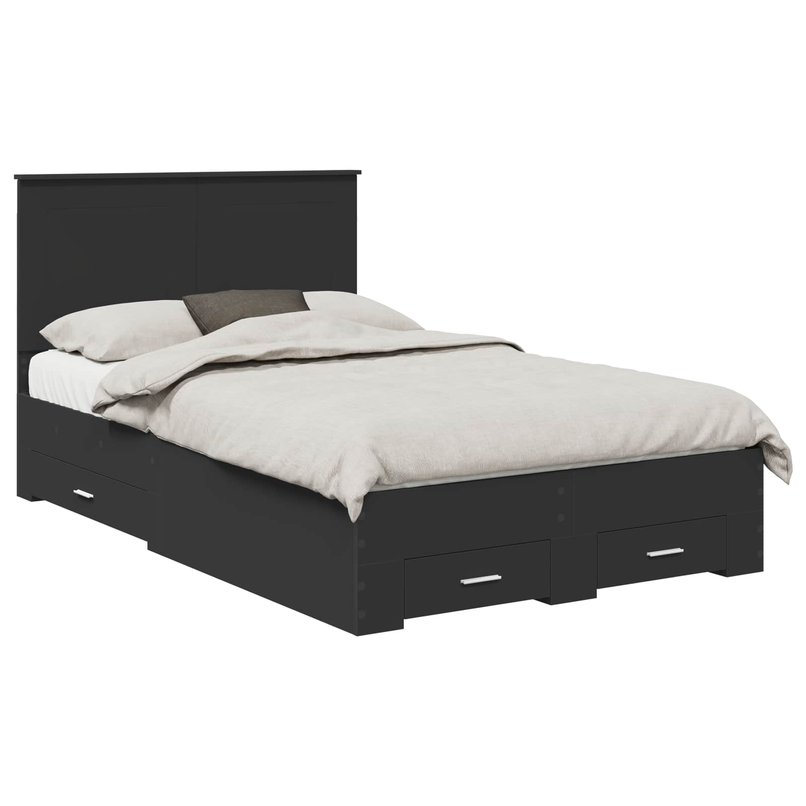 vidaXL Ramka łóżka Czarny 135 x 190 cm Materiał drewnopochodny