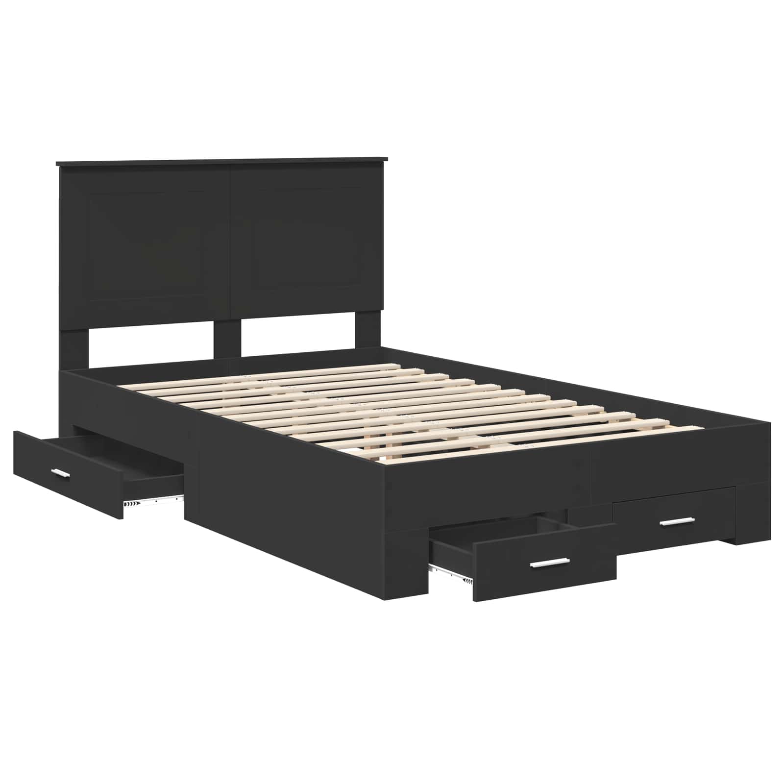 vidaXL Ramka łóżka Czarny 135 x 190 cm Materiał drewnopochodny