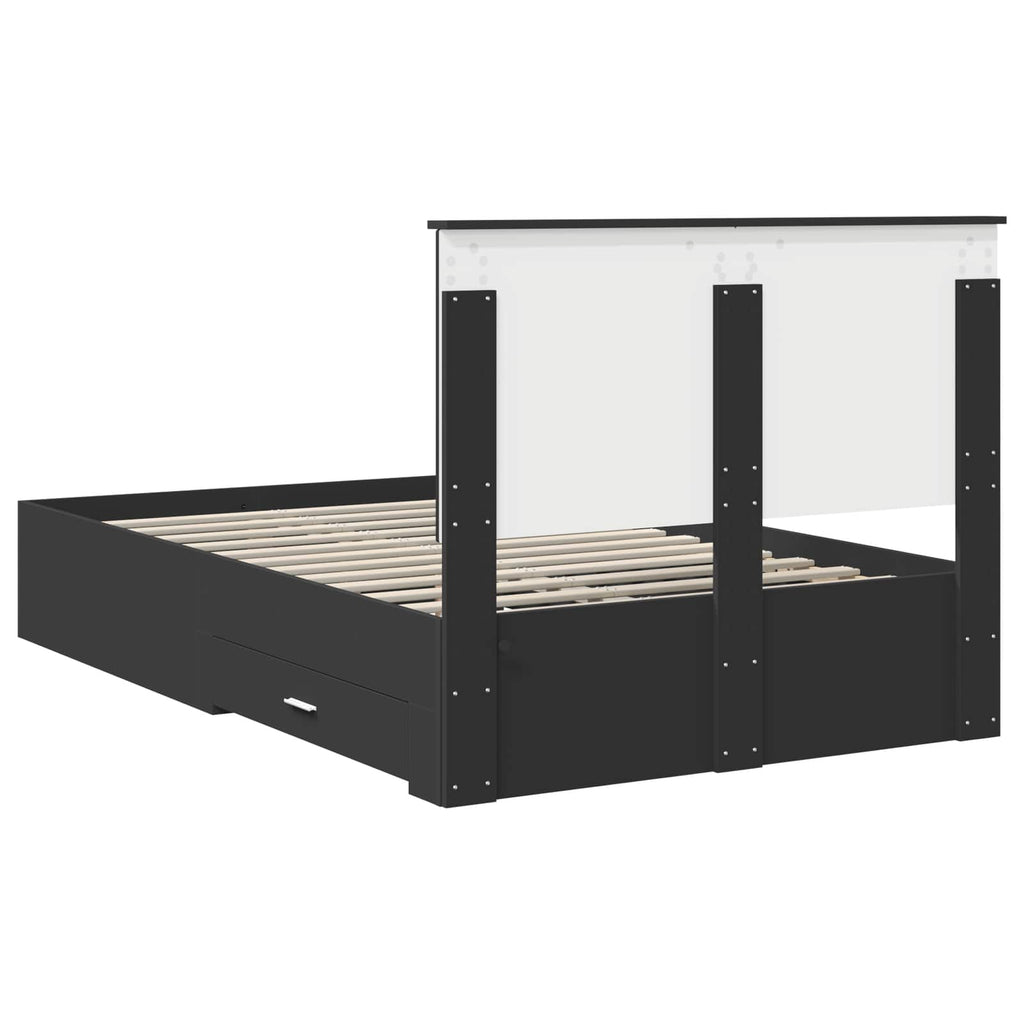 vidaXL Ramka łóżka Czarny 135 x 190 cm Materiał drewnopochodny