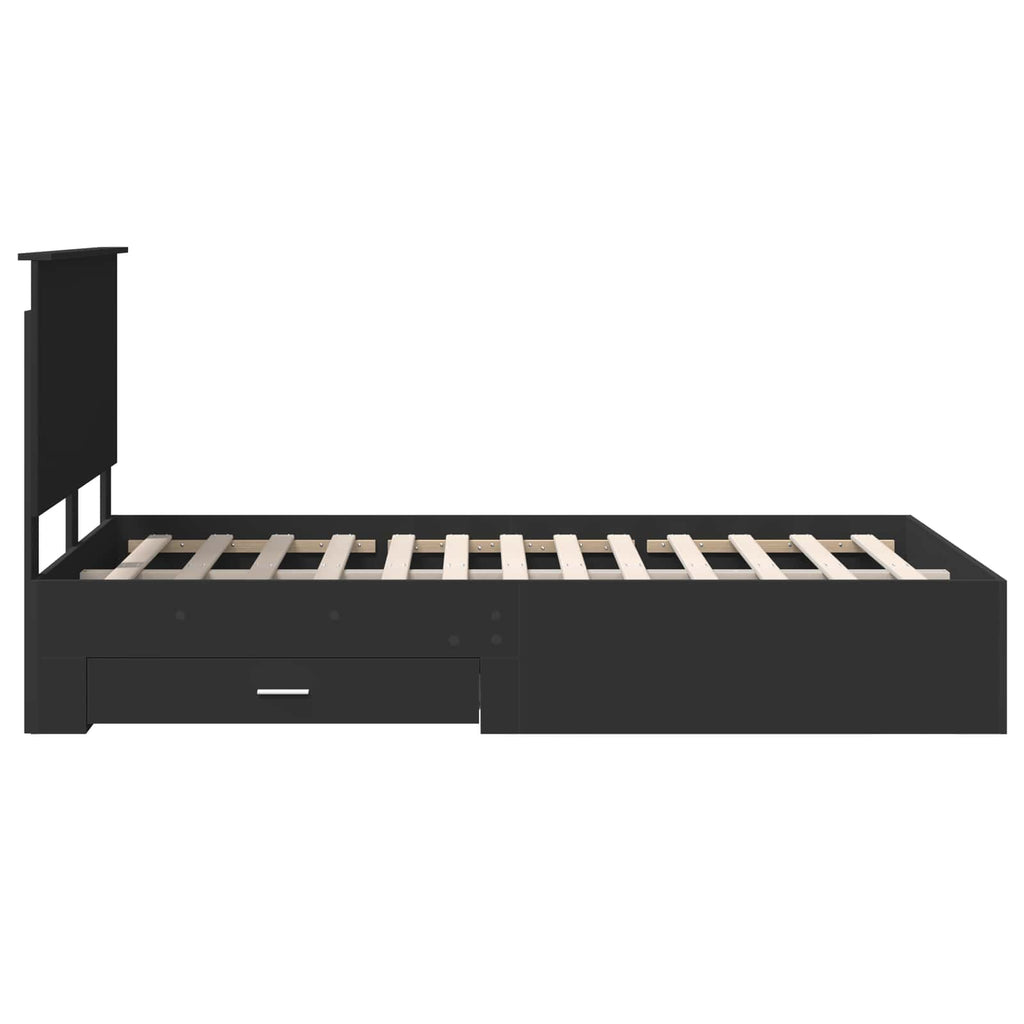 vidaXL Ramka łóżka Czarny 135 x 190 cm Materiał drewnopochodny