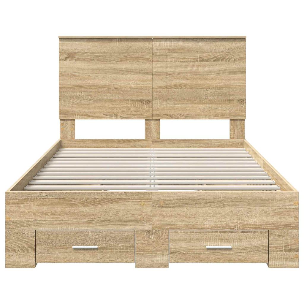 vidaXL Ramka łóżka Dąb Sonoma 135 x 190 cm Materiał drewnopochodny