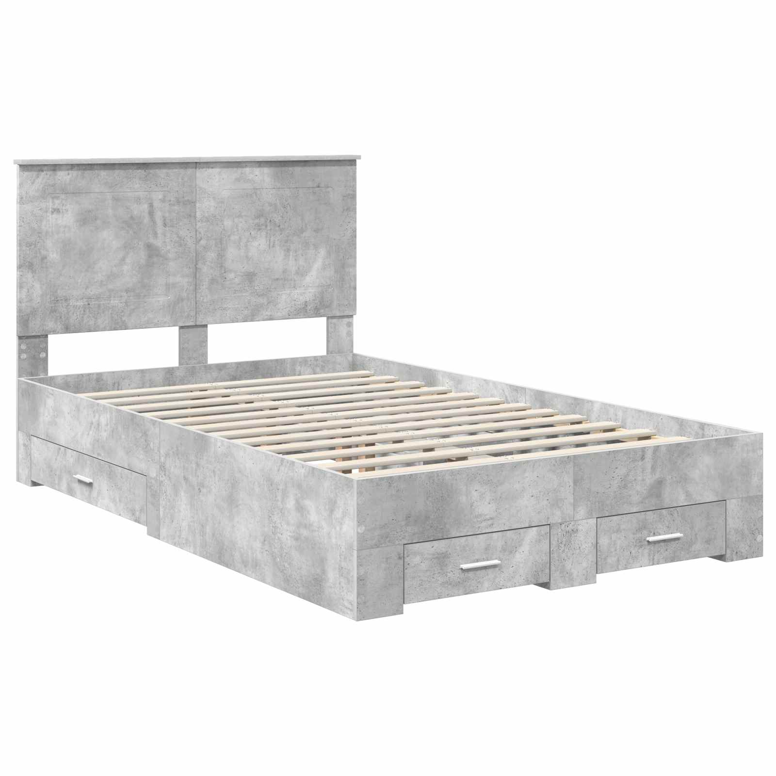 vidaXL Ramka łóżka Betonowy szary 135 x 190 cm Materiał drewnopochodny