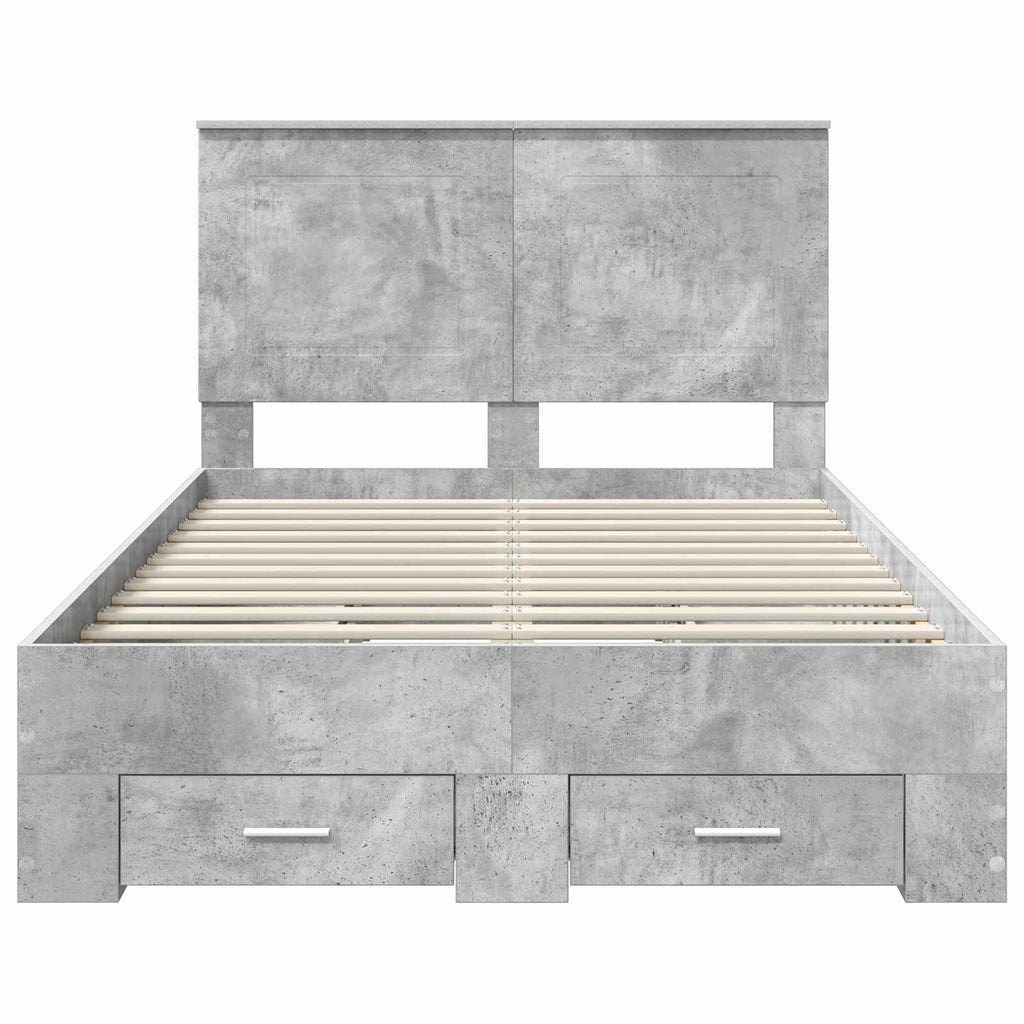 vidaXL Ramka łóżka Betonowy szary 135 x 190 cm Materiał drewnopochodny