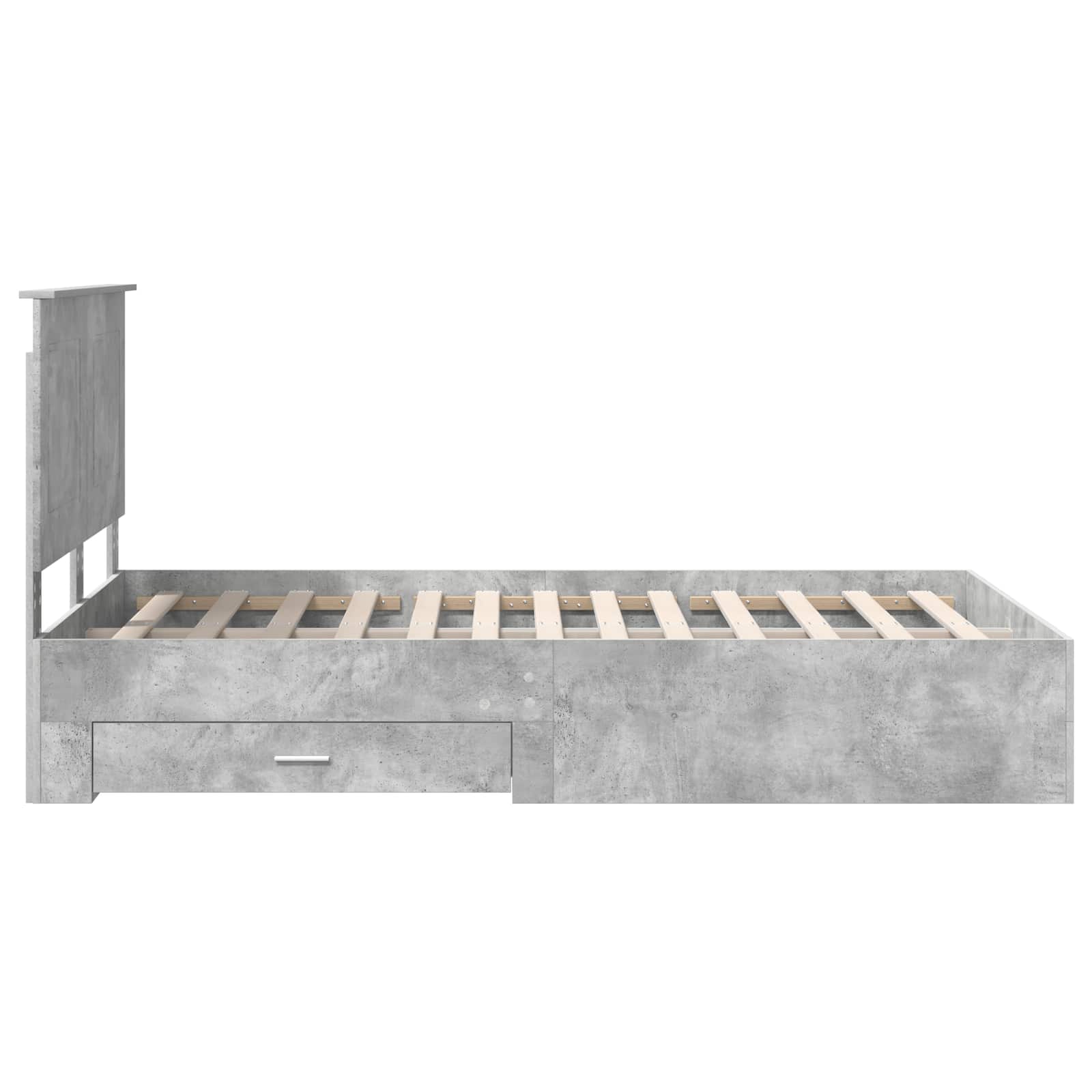 vidaXL Ramka łóżka Betonowy szary 135 x 190 cm Materiał drewnopochodny