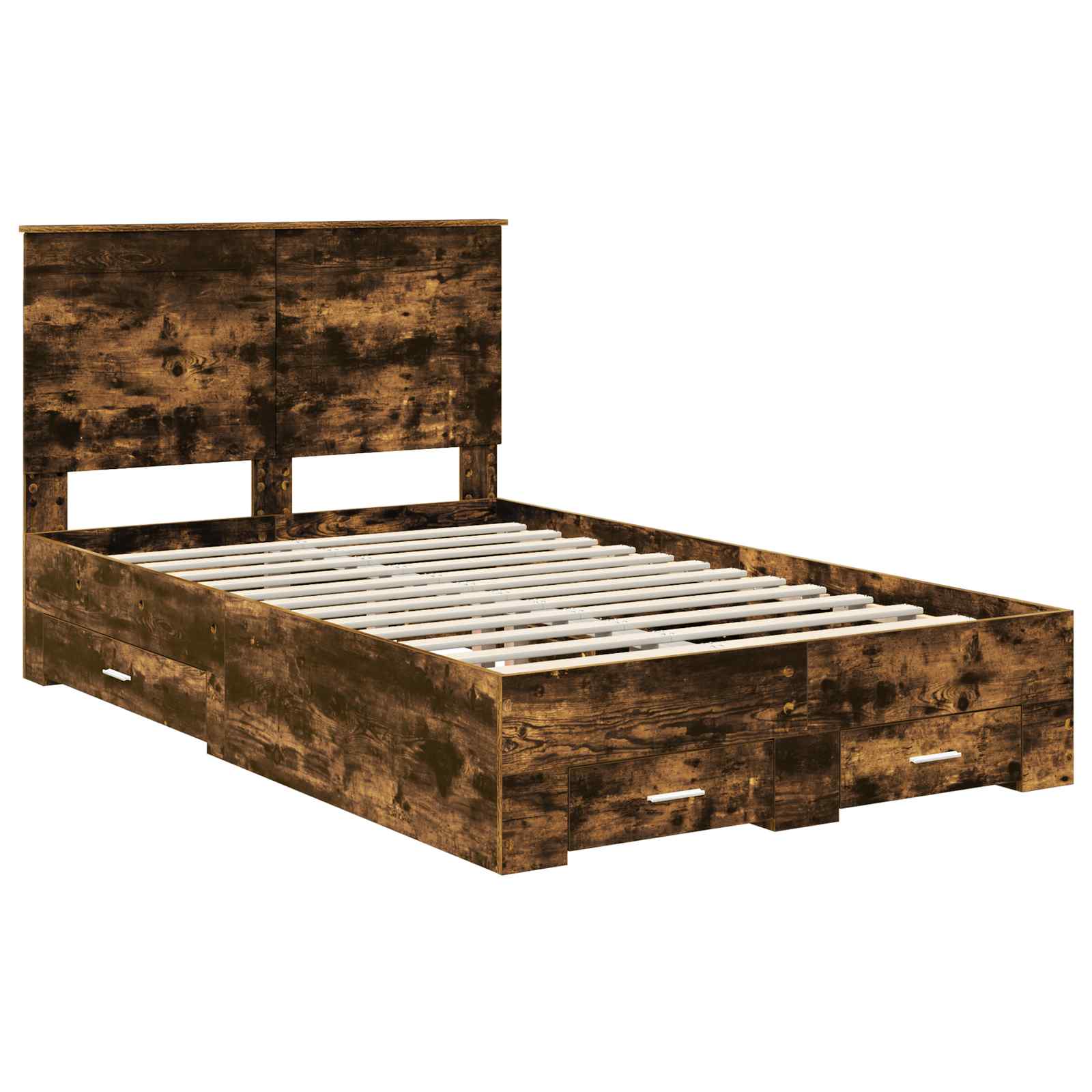 vidaXL Ramka łóżka Dąb wędzony 135 x 190 cm Materiał drewnopochodny