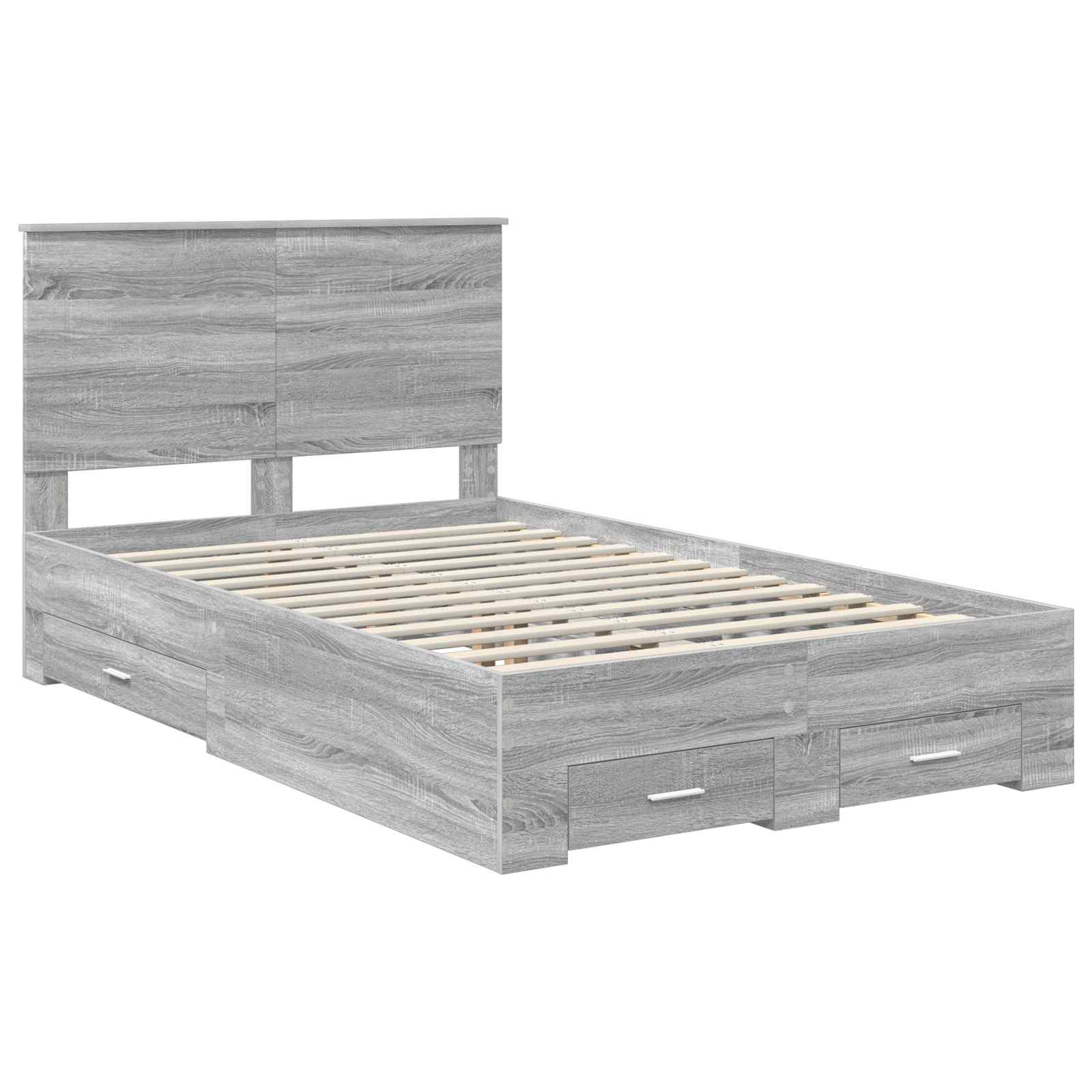 vidaXL Ramka łóżka Szary Sonoma 135 x 190 cm Materiał drewnopochodny