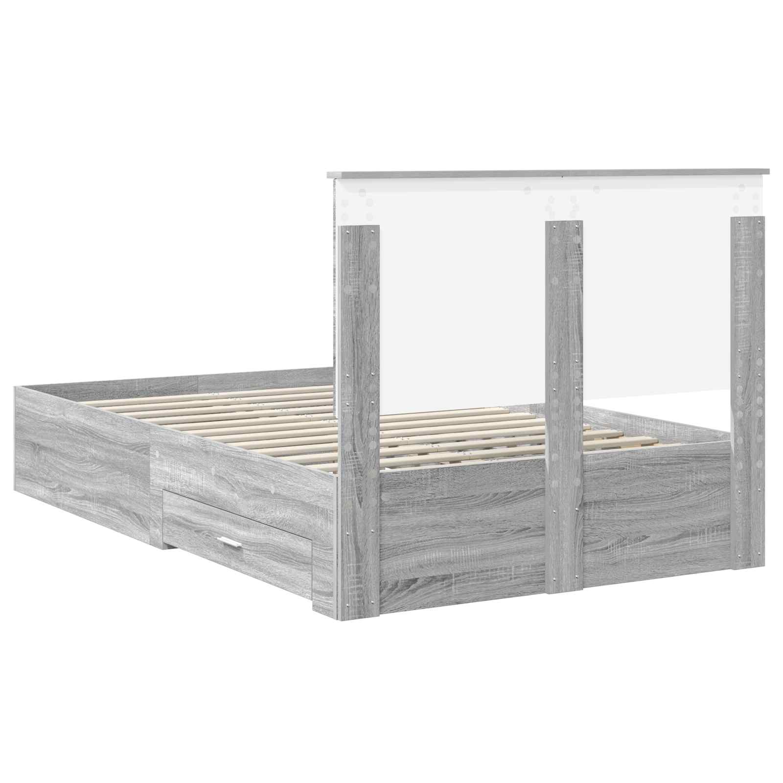 vidaXL Ramka łóżka Szary Sonoma 135 x 190 cm Materiał drewnopochodny