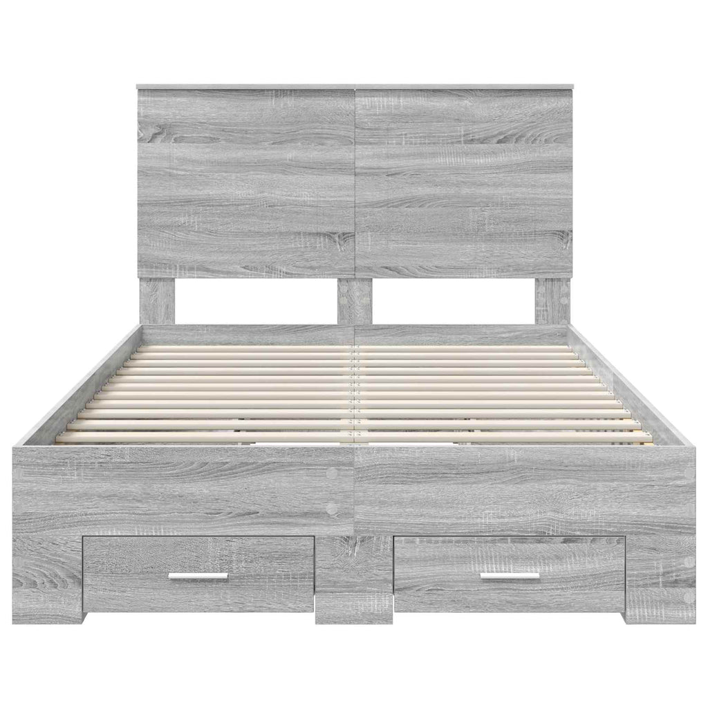 vidaXL Ramka łóżka Szary Sonoma 135 x 190 cm Materiał drewnopochodny