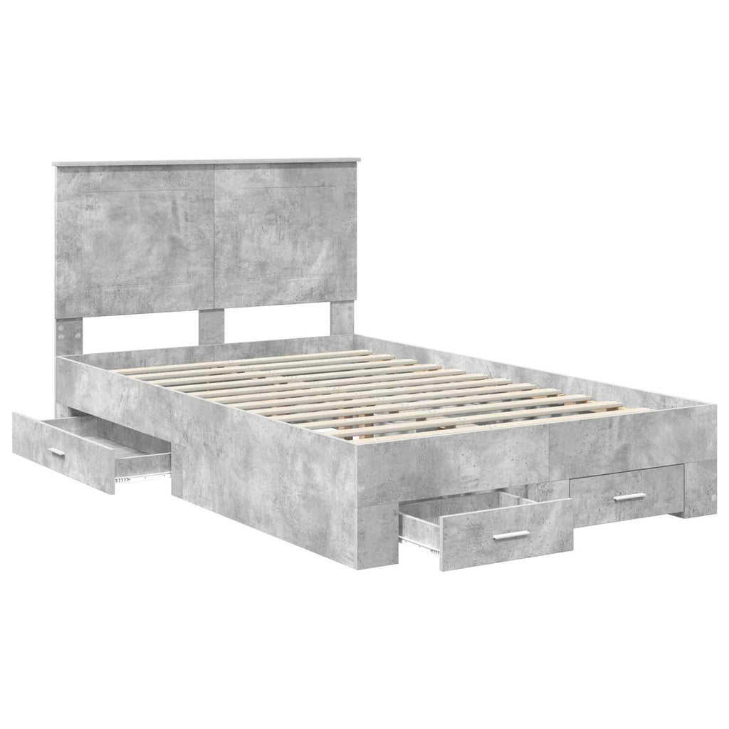 vidaXL Ramka łóżka Betonowy szary 120 x 190 cm Materiał drewnopochodny
