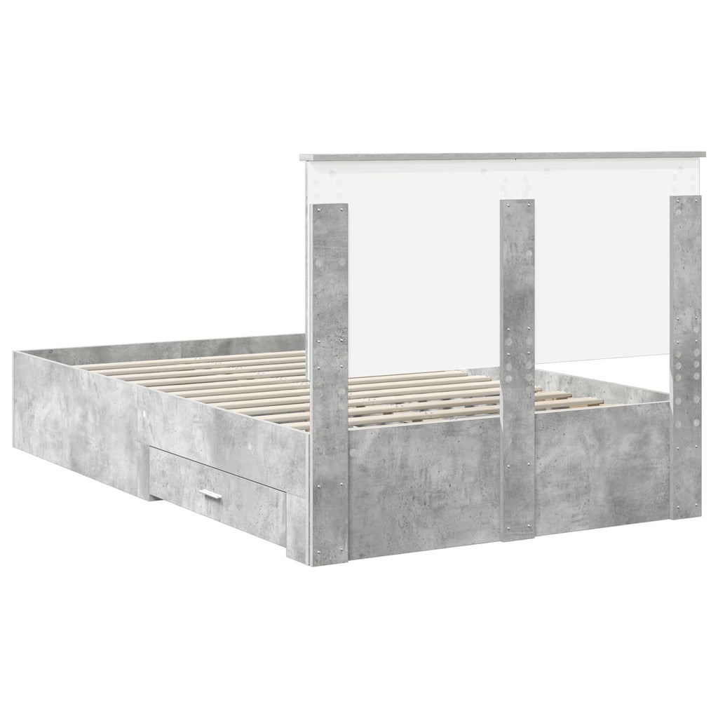vidaXL Ramka łóżka Betonowy szary 120 x 190 cm Materiał drewnopochodny