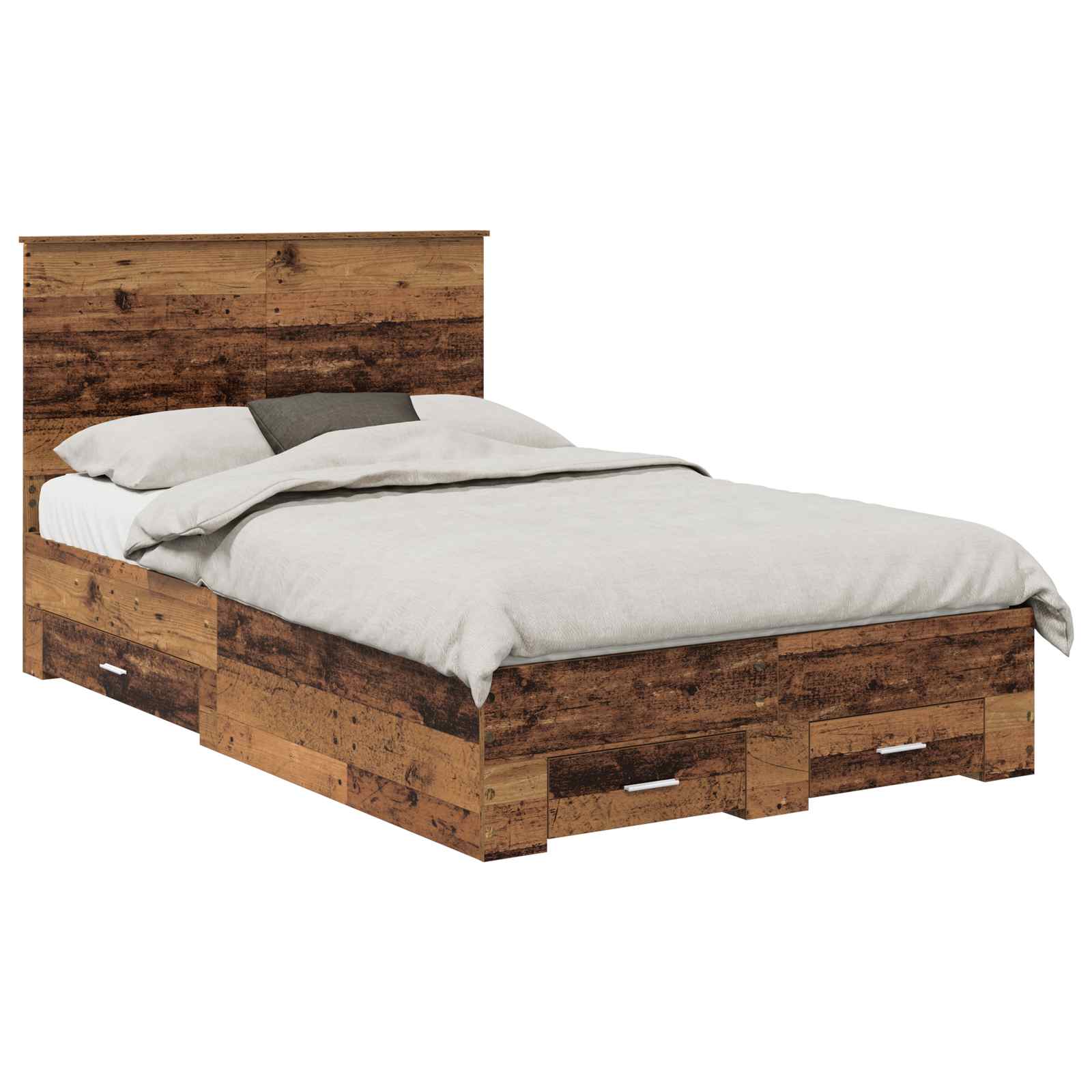 vidaXL Ramka łóżka Stare drewno 120 x 190 cm Materiał drewnopochodny