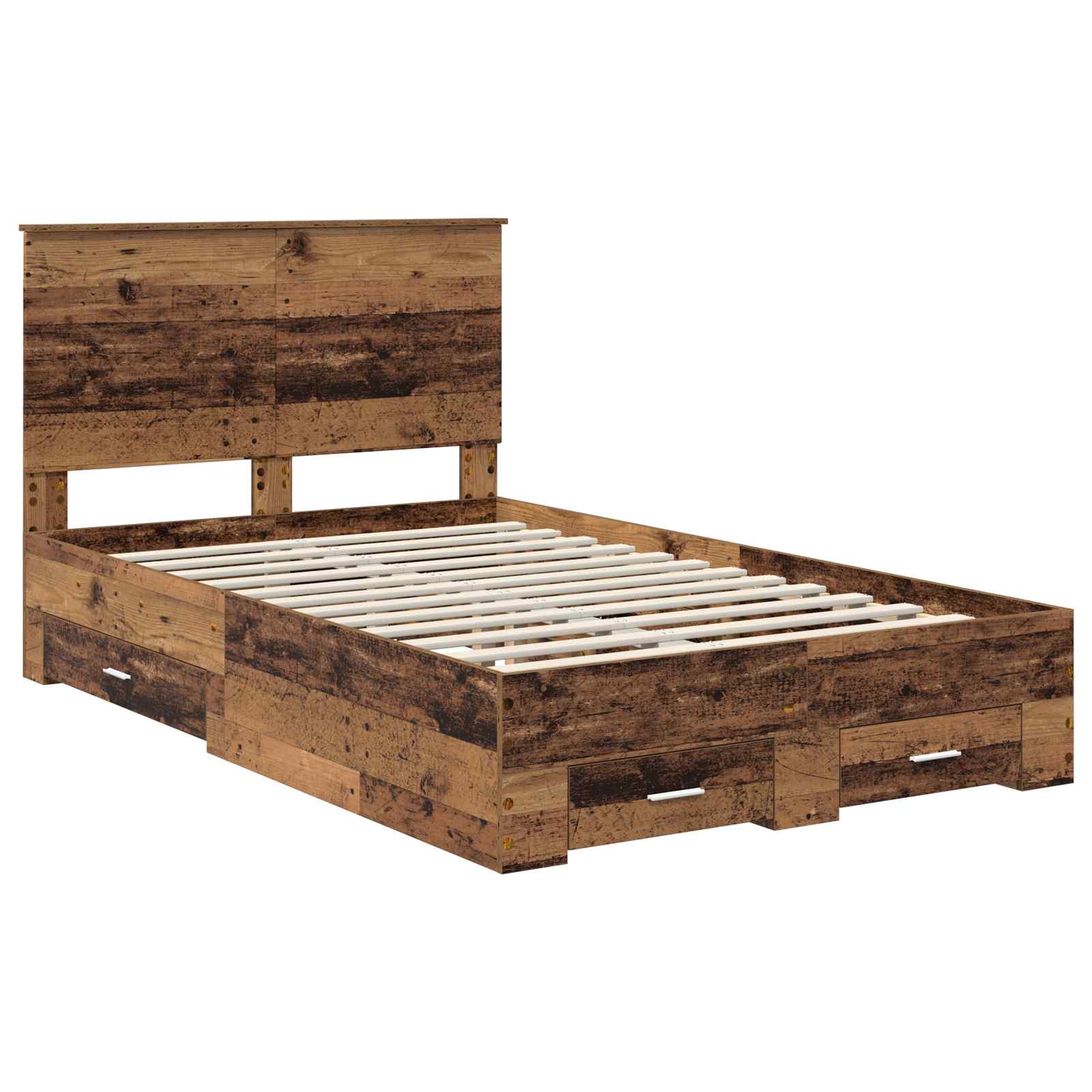 vidaXL Ramka łóżka Stare drewno 120 x 190 cm Materiał drewnopochodny