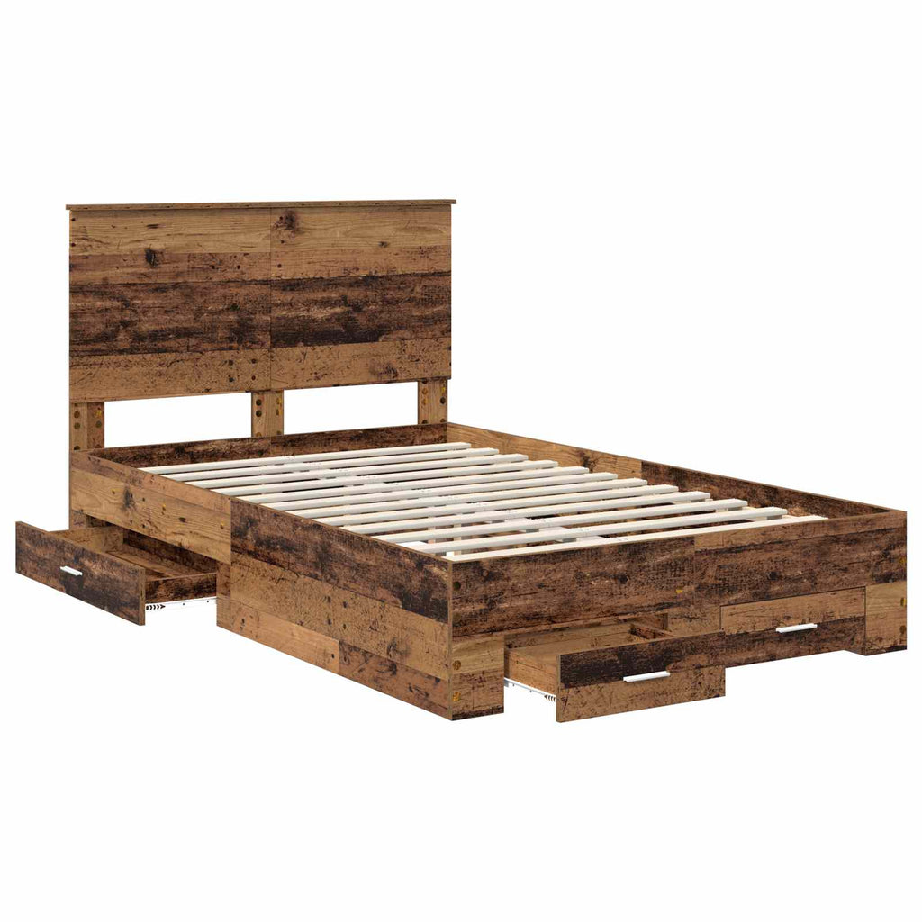 vidaXL Ramka łóżka Stare drewno 120 x 190 cm Materiał drewnopochodny