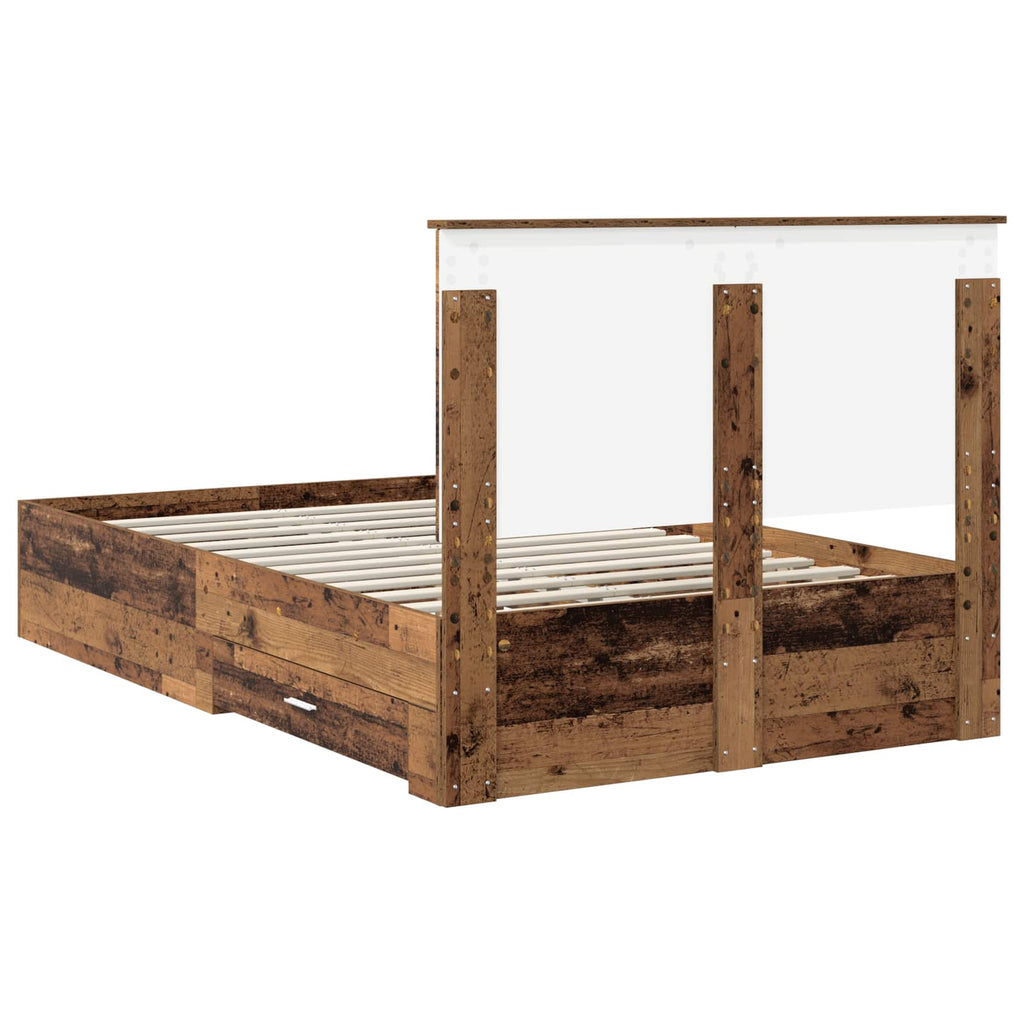 vidaXL Ramka łóżka Stare drewno 120 x 190 cm Materiał drewnopochodny