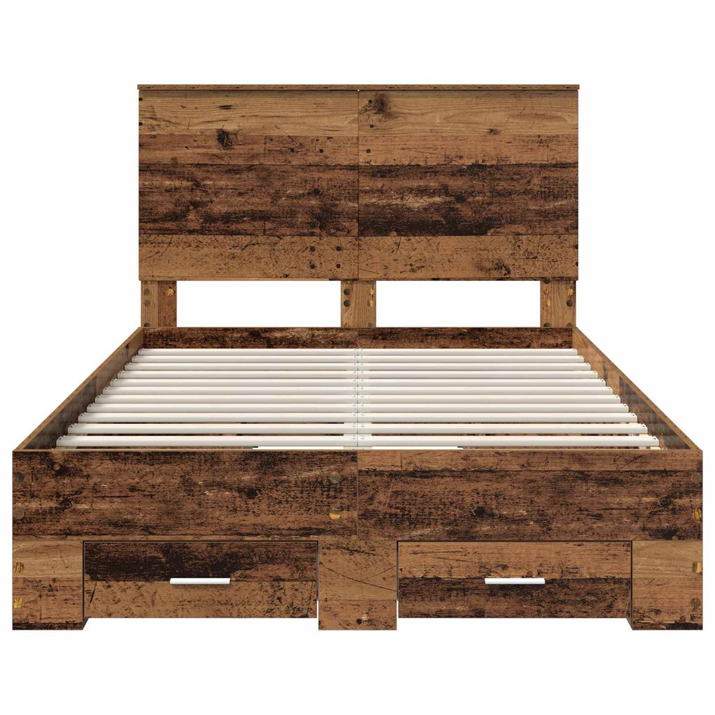 vidaXL Ramka łóżka Stare drewno 120 x 190 cm Materiał drewnopochodny