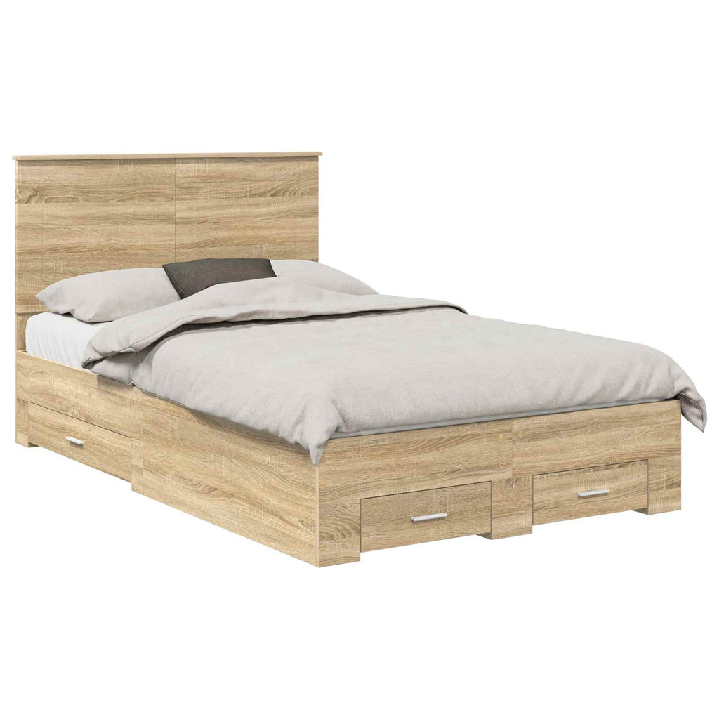 vidaXL Ramka łóżka Dąb Sonoma 120 x 200 cm Materiał drewnopochodny