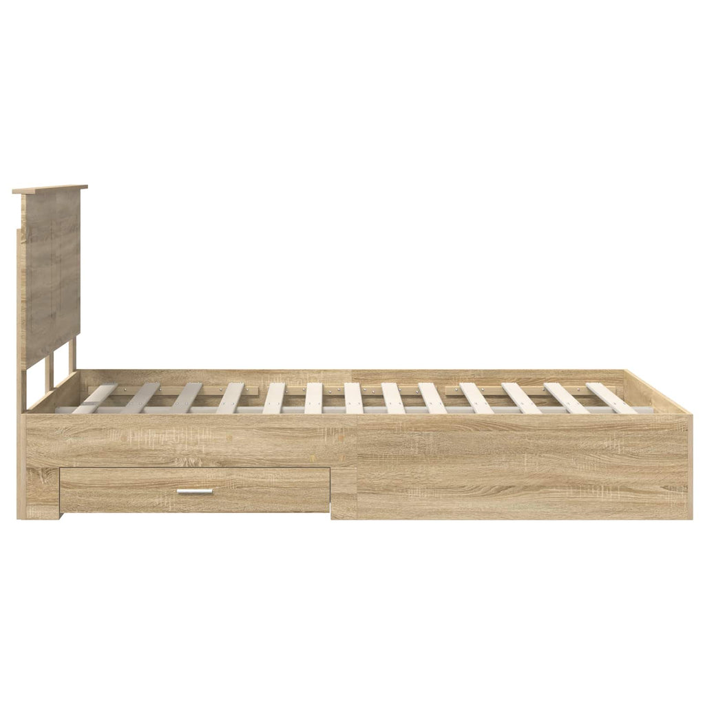 vidaXL Ramka łóżka Dąb Sonoma 120 x 200 cm Materiał drewnopochodny