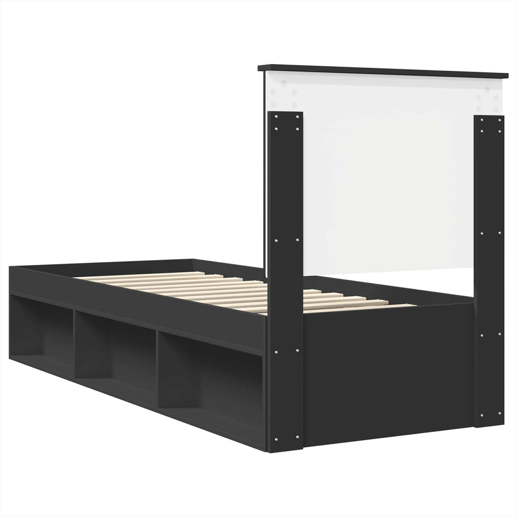 vidaXL Ramka łóżka Z zagłówkiem Czarny i Srebrny 100 x 200 cm