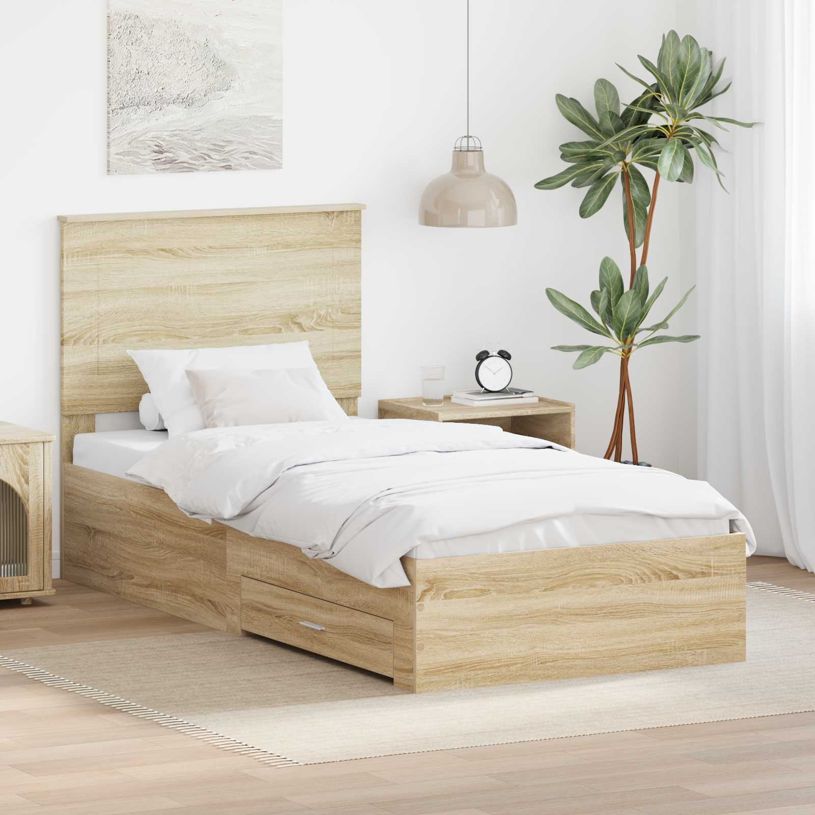vidaXL Ramka łóżka Dąb Sonoma 100 x 200 cm Materiał drewnopochodny