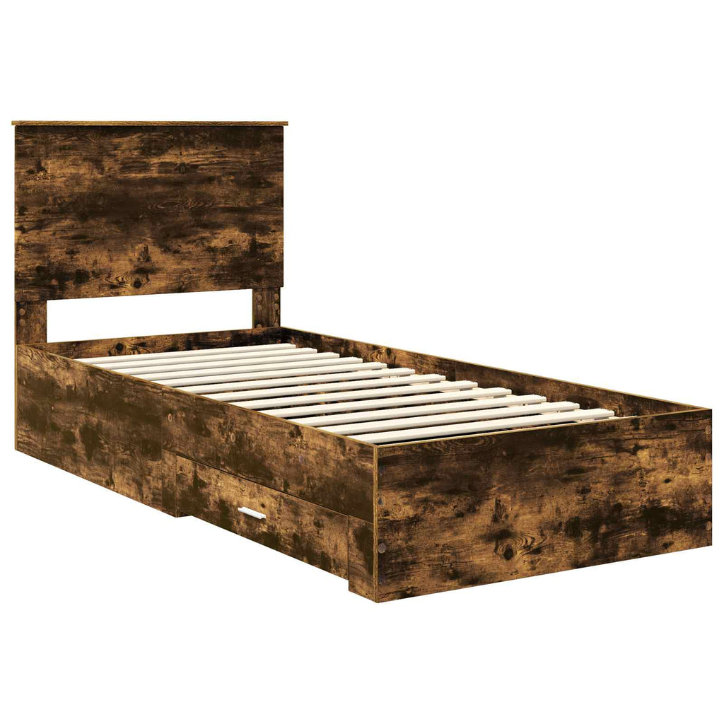 vidaXL Ramka łóżka Dąb wędzony 100 x 200 cm Materiał drewnopochodny