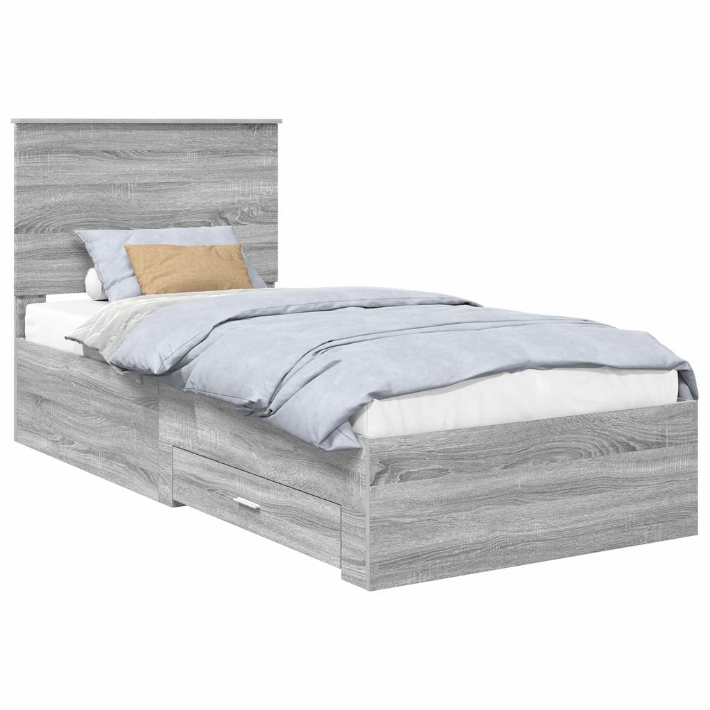 vidaXL Ramka łóżka Szary Sonoma 100 x 200 cm Materiał drewnopochodny