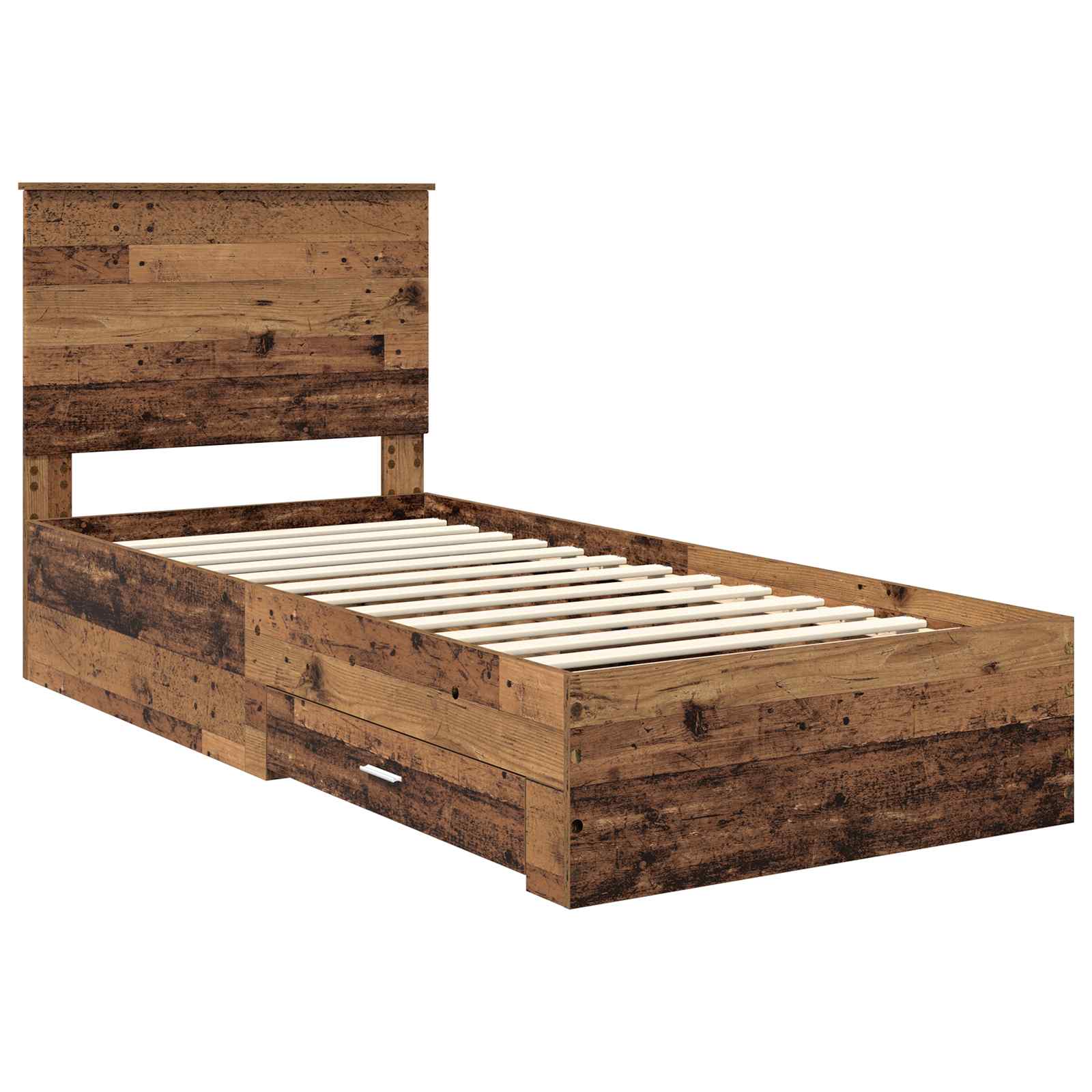 vidaXL Ramka łóżka Stare drewno 100 x 200 cm Materiał drewnopochodny