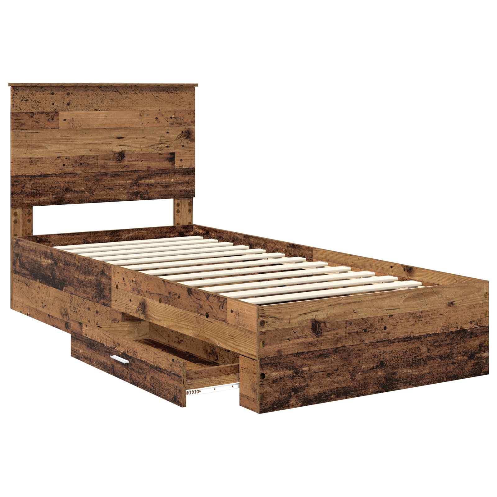 vidaXL Ramka łóżka Stare drewno 100 x 200 cm Materiał drewnopochodny