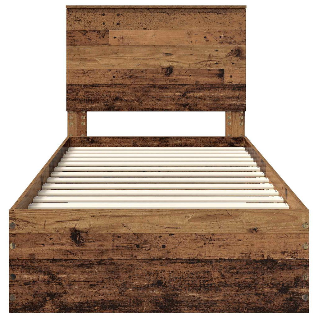 vidaXL Ramka łóżka Stare drewno 100 x 200 cm Materiał drewnopochodny