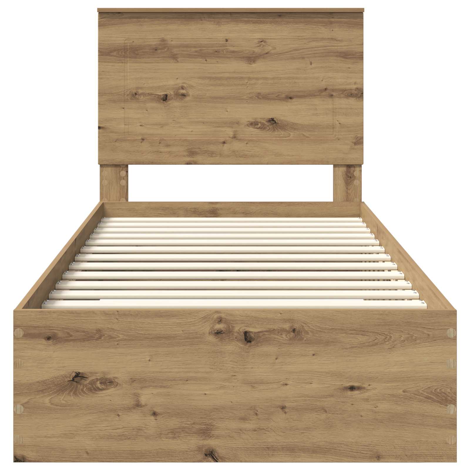 vidaXL Ramka łóżka Z zagłówkiem Dąb rzemieślniczy 100 x 200 cm