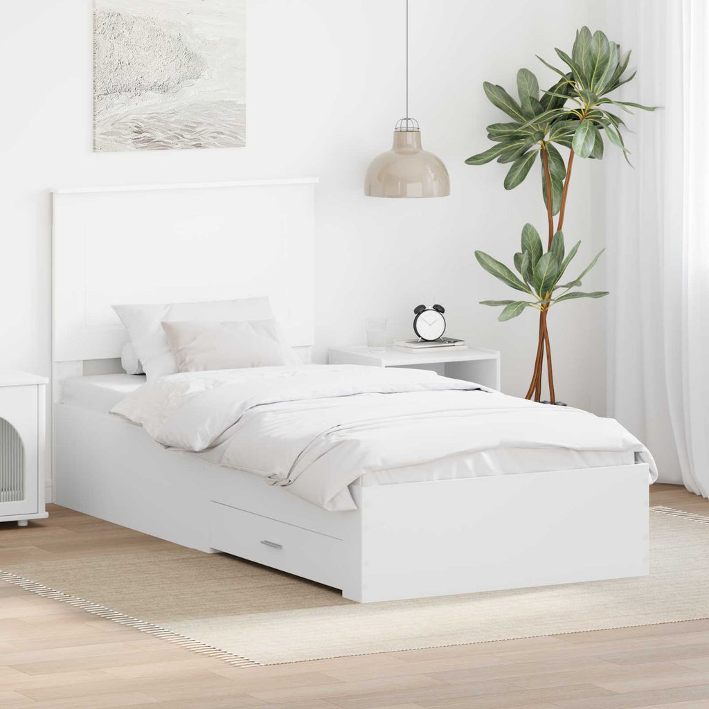 vidaXL Ramka łóżka Biały 90 x 190 cm Materiał drewnopochodny