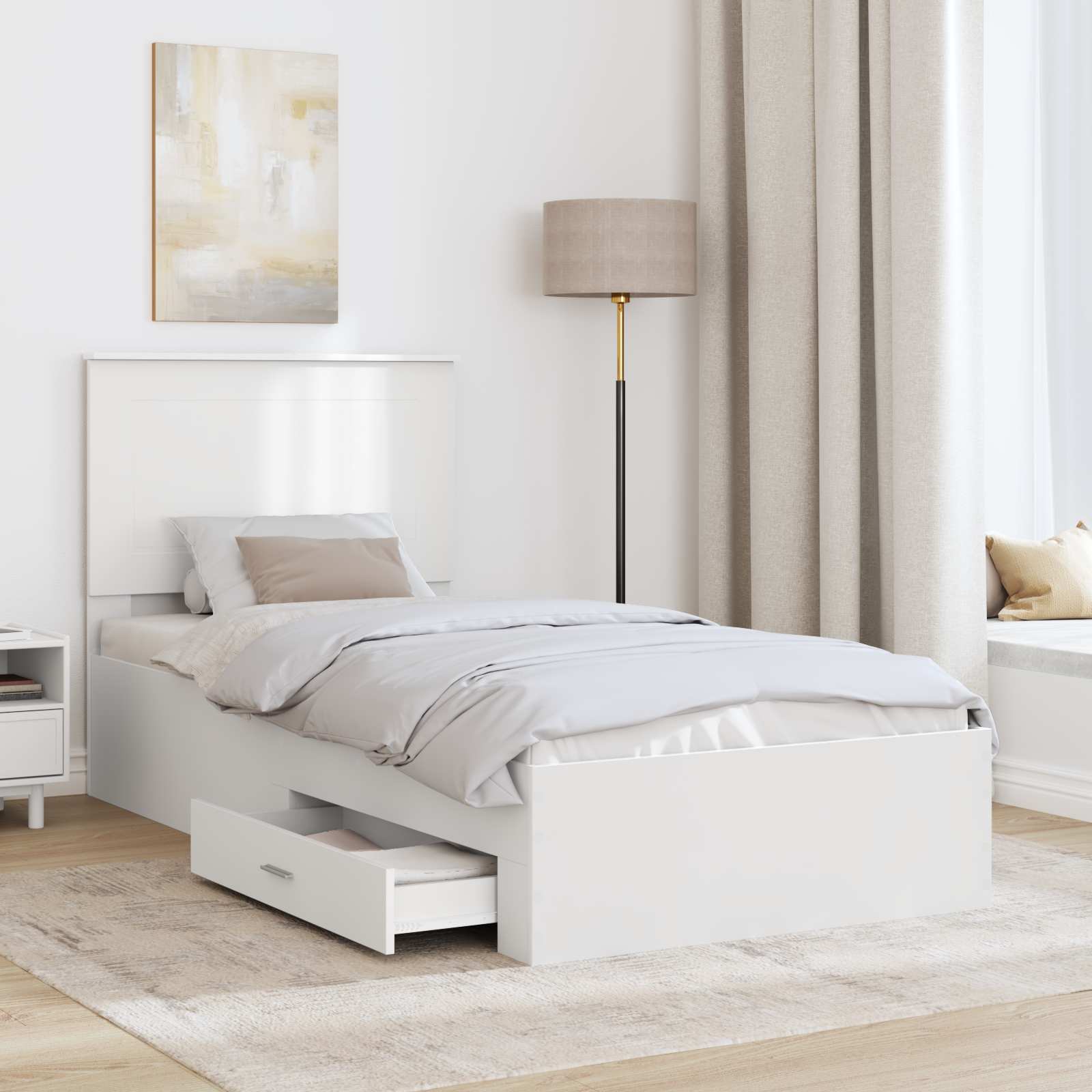 vidaXL Ramka łóżka Biały 90 x 190 cm Materiał drewnopochodny